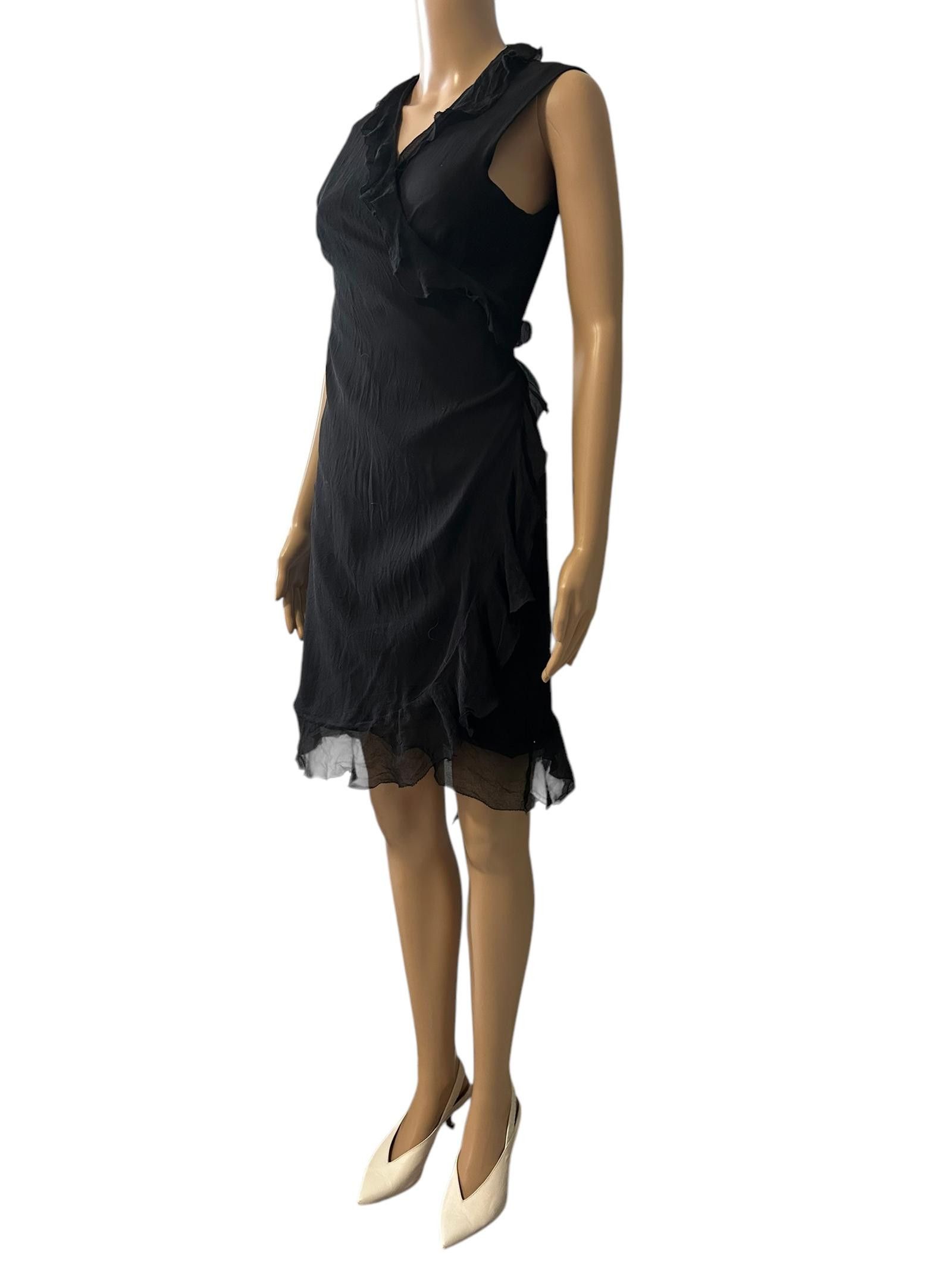 Designer Elegant Black Ruffle Dress Size 32" / US 10 / IT 46 - 1 Thumbnail