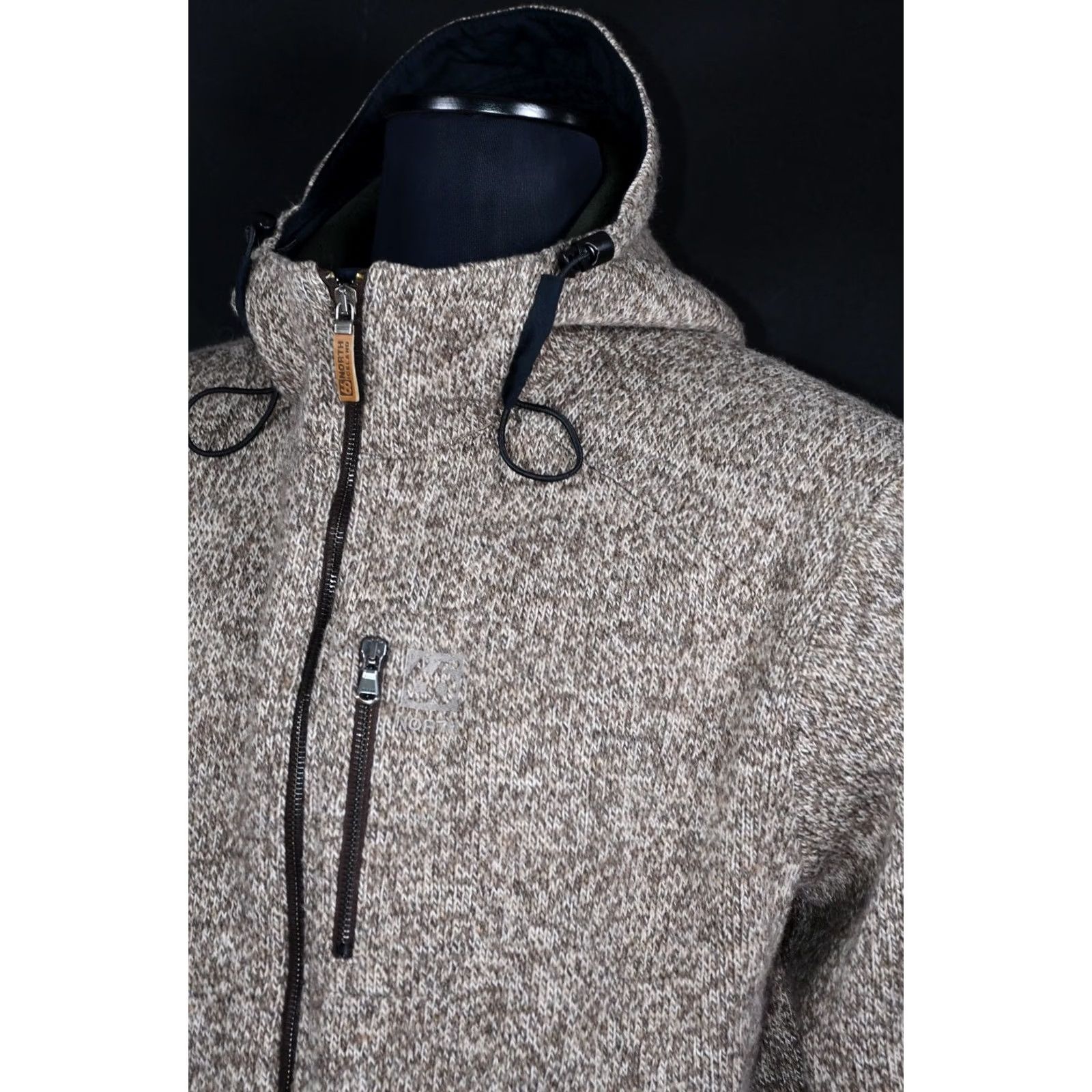 Vintage 66 North Vindur Jacket Mens XL Hooded Lined Wool Knit 41% Acrylic 33% Polyester 17% Wool Brown Winter Logo Shirt Coat Size US XL / EU 56 / 4 - 4 Thumbnail