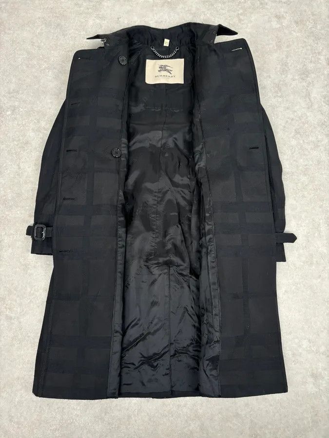 Burberry FW2009 Burberry Prorsum Black Wool Tonal Check Trench Coat Size S / US 4 / IT 40 - 8 Thumbnail