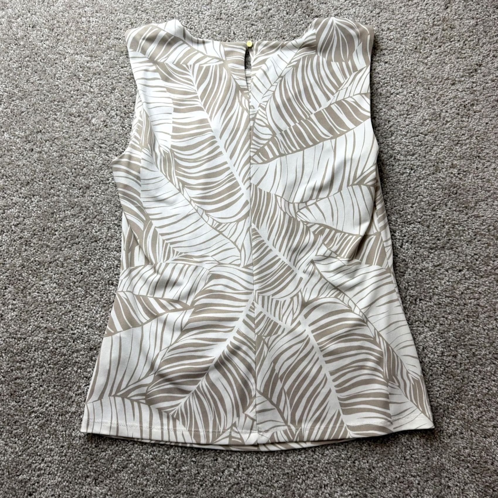 Calvin Klein Calvin Klein Blouse Womens Medium Beige Leaf Print Sleeveless Crew Neck Stretch Size M / US 6-8 / IT 42-44 - 5 Thumbnail