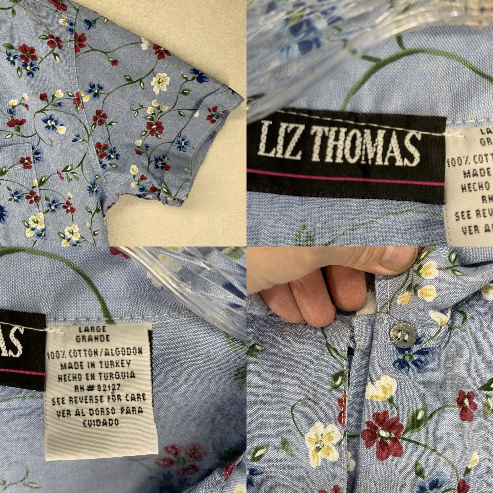 Vintage Vintage 90s Women's Button Up Large Top All Cotton Metal Button Pocket W/Shorts Size L / US 10 / IT 46 - 8 Thumbnail
