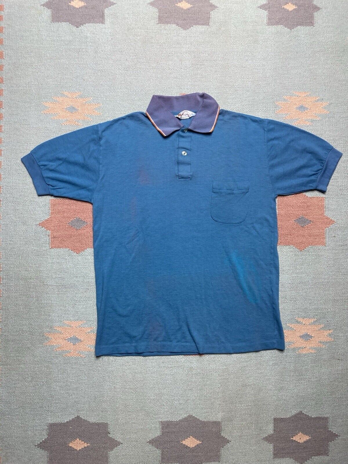 Vintage VTG 70s munsingwear polo shirt blue golf combed cotton large Size US L / EU 52-54 / 3 - 1 Thumbnail