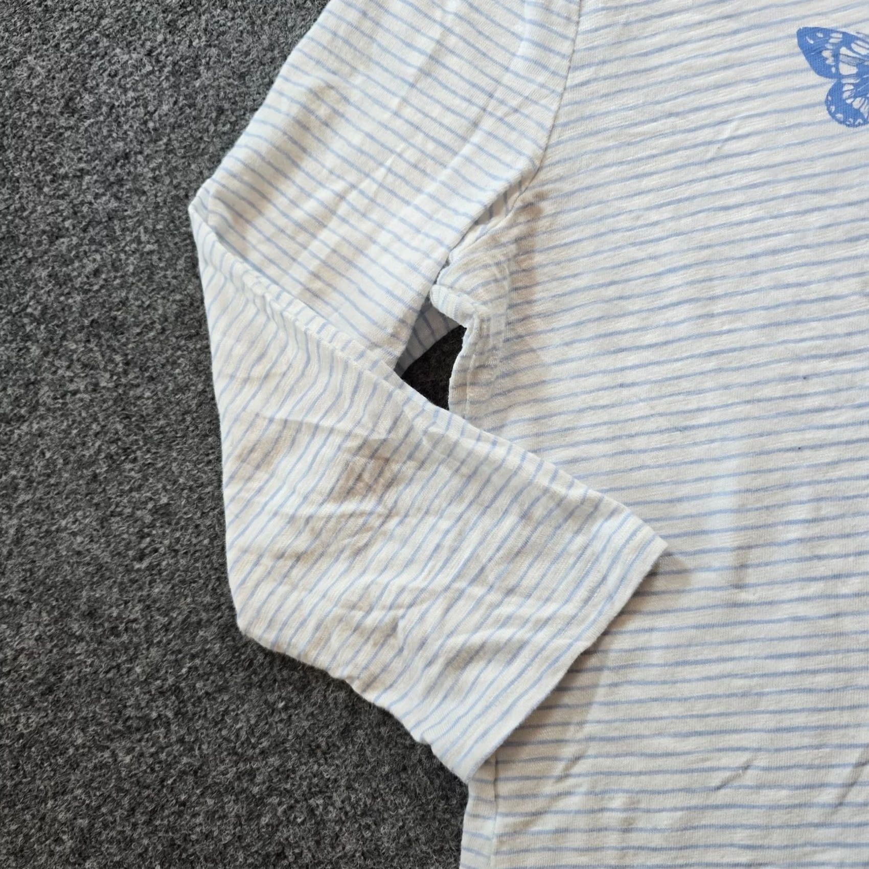 Talbots Talbots Top Shirt Women Large Blue Striped Butterfly 3/4 Sleeve Stretch Casual Size L / US 10 / IT 46 - 4 Thumbnail