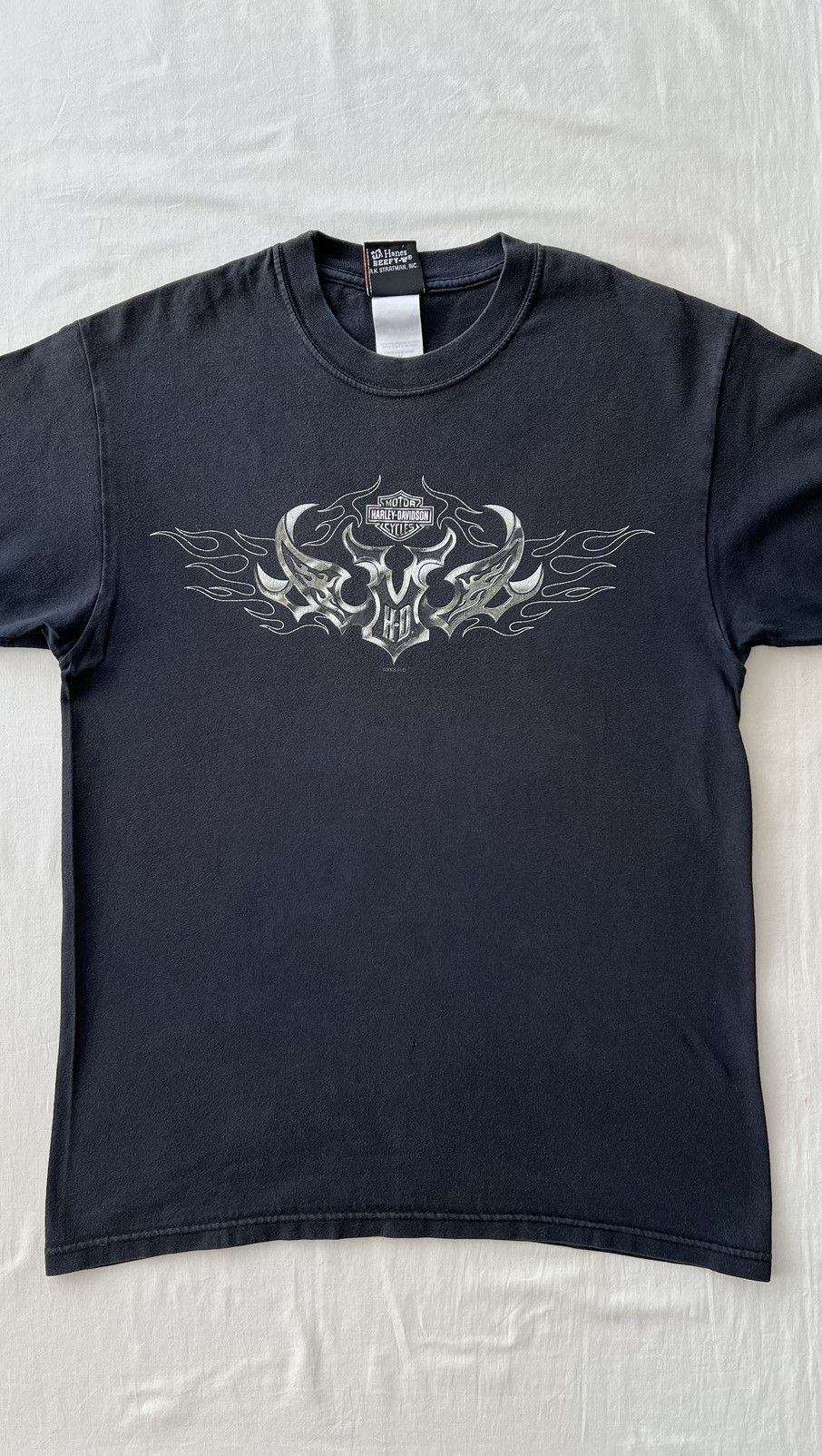 Harley Davidson Vintage 2005 Harley Davidson Tribal Flames Y2k Black T-shirt Size US M / EU 48-50 / 2 - 3 Thumbnail