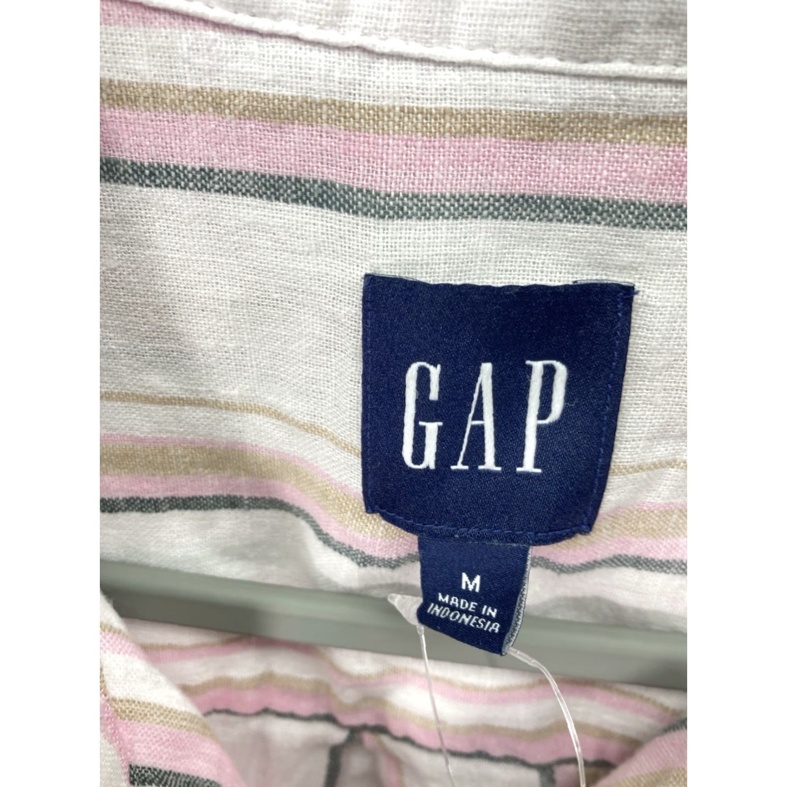 Gap Gap Linen Shirt Women Sz Medium Pink Stripe Button Long Sleeve Linen Blend NWT Shirt Overlay Oversized Casual Size M / US 6-8 / IT 42-44 - 6 Thumbnail