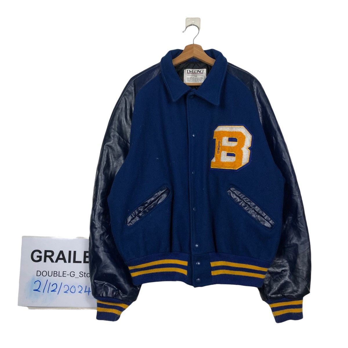 Delong 📌Vintage Leather Varsity Jacket Delong Made in Usa Size US XL / EU 56 / 4 - 1 Thumbnail