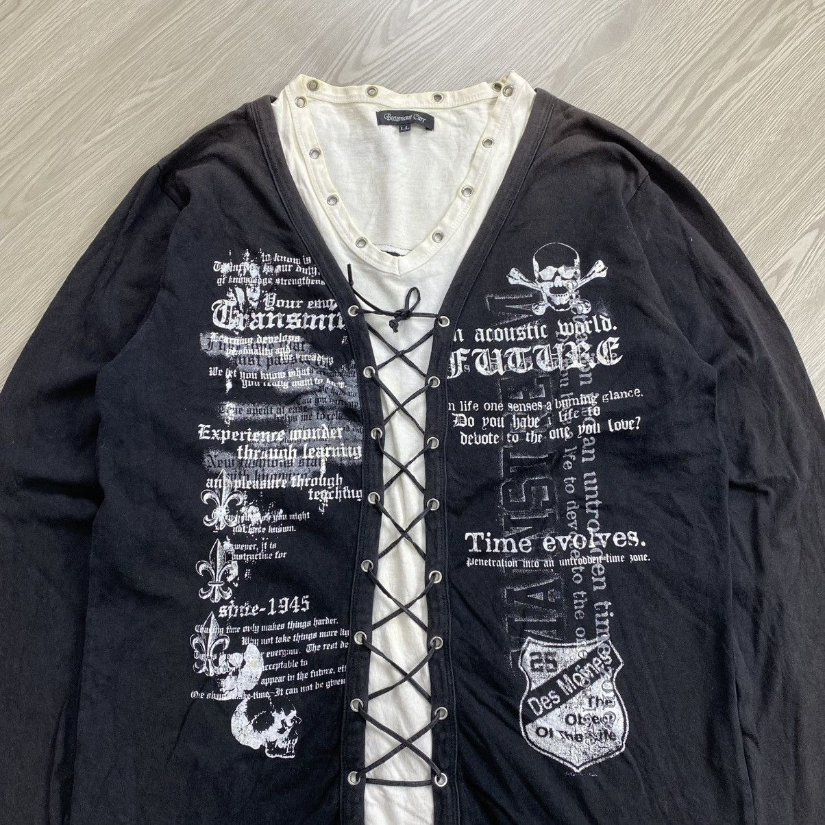 Le Grande Bleu (L.G.B.) 2000s Beamount Carr Double Layers Vkeii Lace Up Longsleeve Size US L / EU 52-54 / 3 - 2 Thumbnail