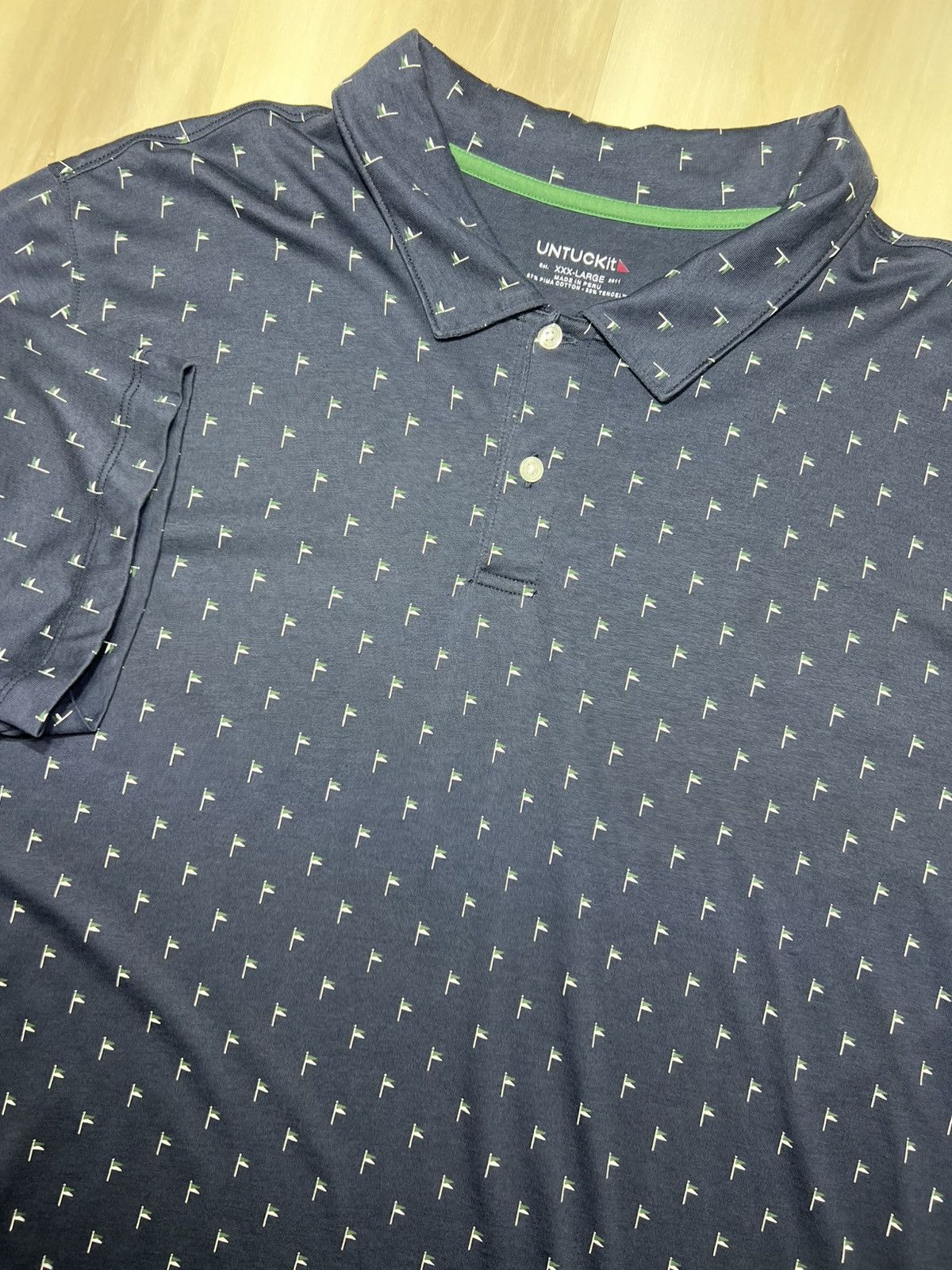 UNTUCKit UNTUCKit Pourret Short Sleeve Polo Men's 3XL Pima Cotton Size US XXL / EU 58 / 5 - 1 Thumbnail