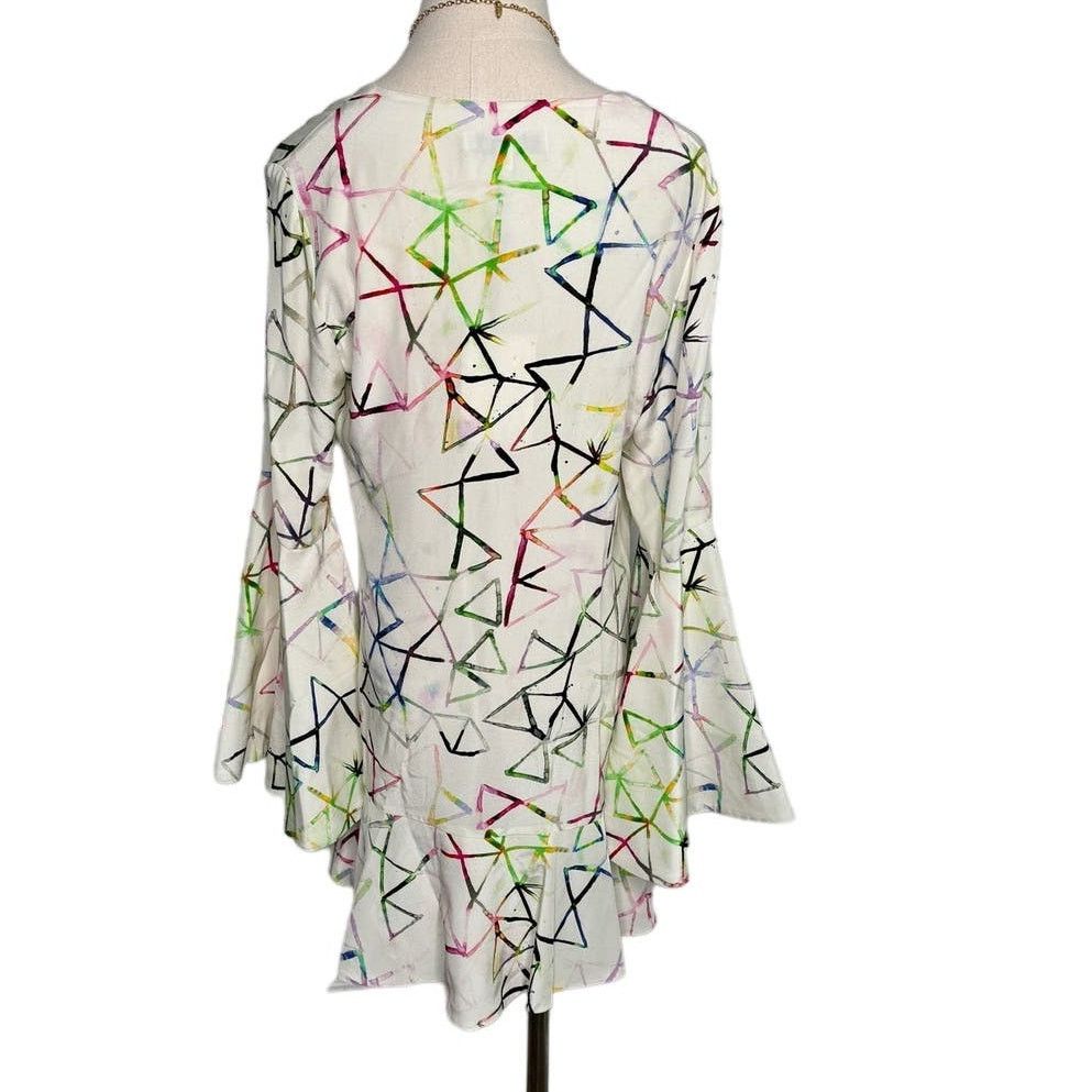 ALEXIS Alexis Giovanna Bell Sleeve 100% silk Mini Dress size L 8-10 Size L / US 10 / IT 46 - 5 Thumbnail