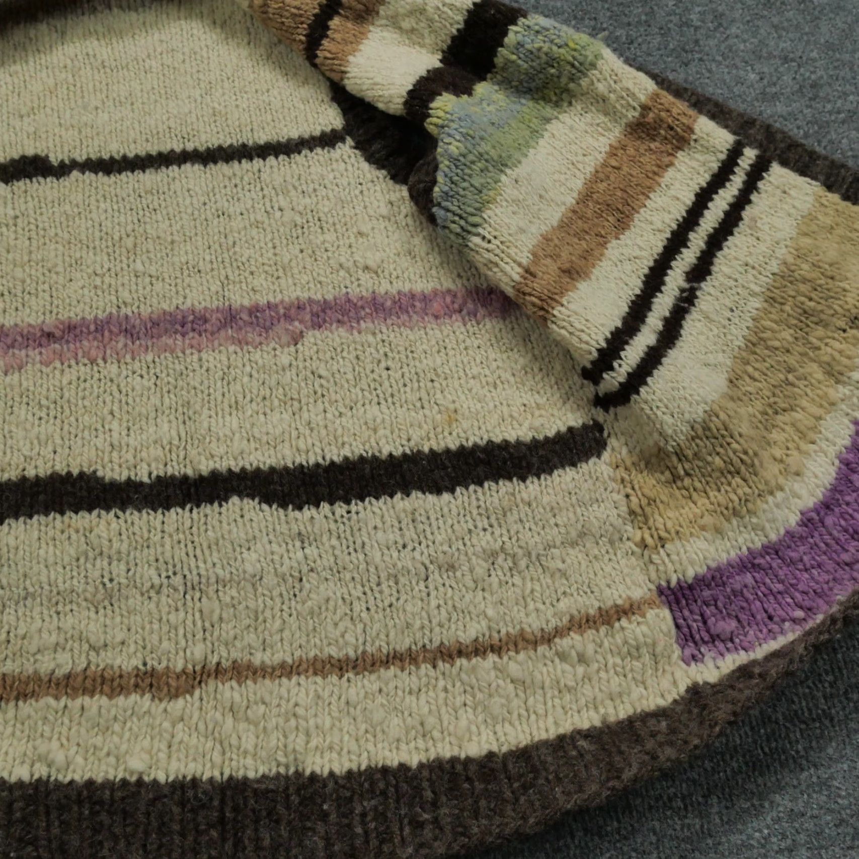Vintage VINTAGE Handmade Sweater Vest Womens XL Brown Purple Striped Hippy Rag Cardigan Knit Wool V-Neck Casual Winter Size XL / US 12-14 / IT 48-50 - 5 Thumbnail