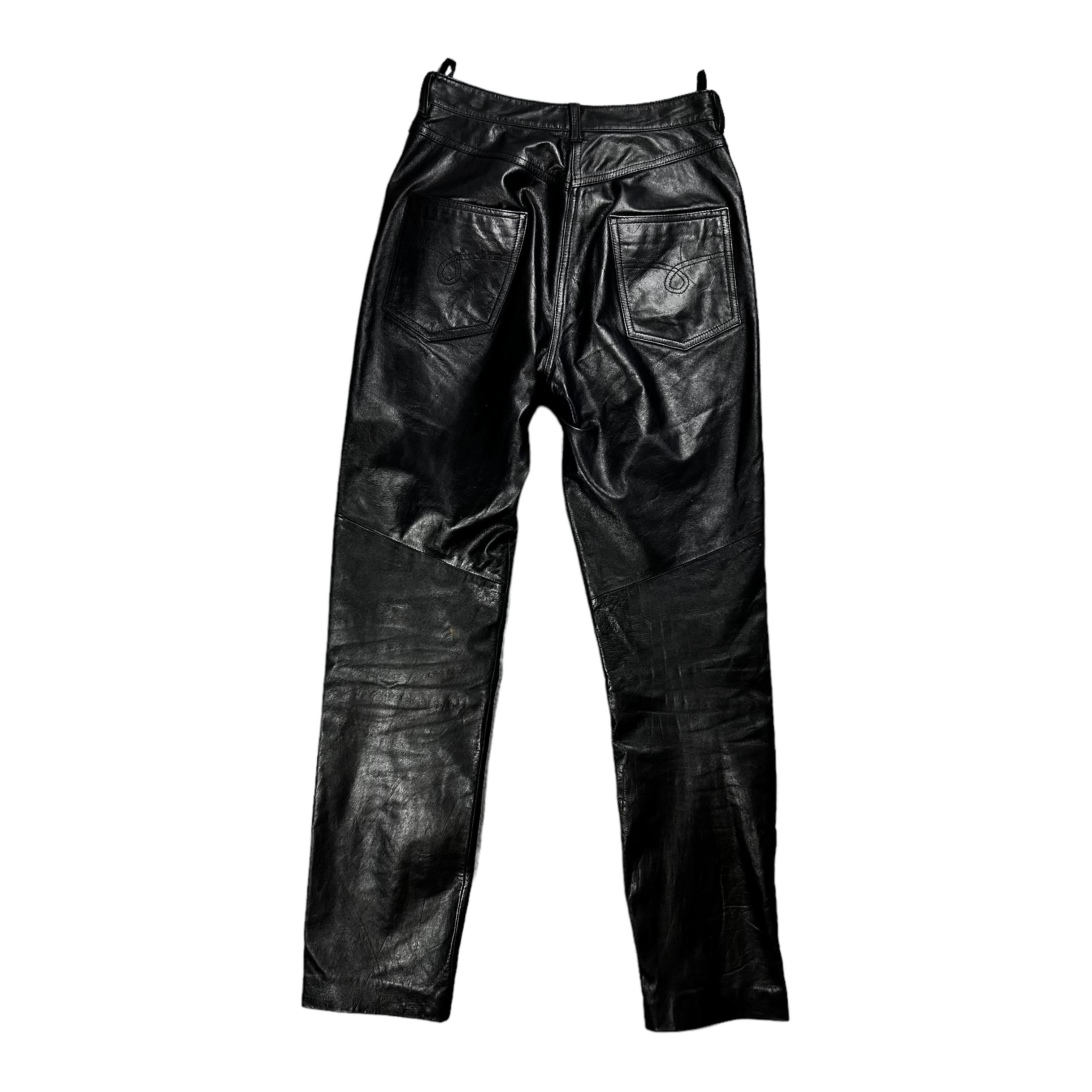 Leather × Vintage Vintage Black Leather Women's Pants Slim W28L30 Size 28" / US 6 / IT 42 - 2 Thumbnail