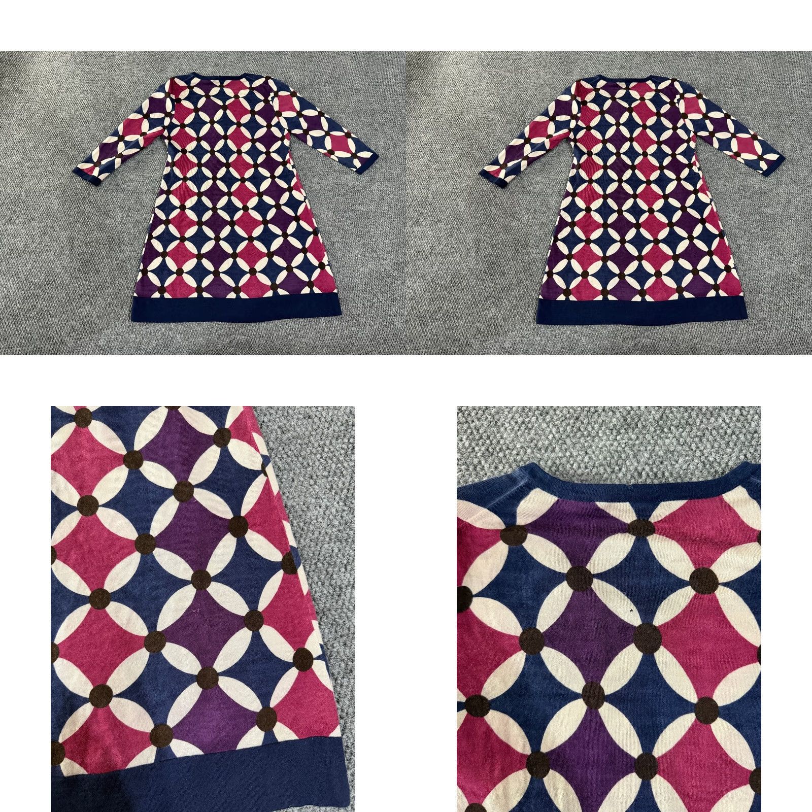 Boden Boden Womens Dress 14 Blue Navy Pink Geometric Long Sleeve Knit Casual Round Neck Pullover Knee Length Cotton Knit Sundress Womens Daywear Girls Mens Size XL / US 12-14 / IT 48-50 - 8 Thumbnail