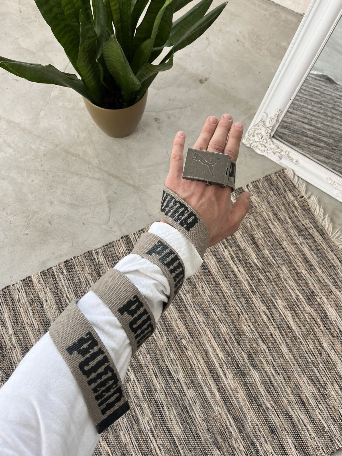 Puma × Vintage Vintage Puma Belt Monogram Logo Grey Y2K rare Evisu style Size ONE SIZE - 1 Thumbnail
