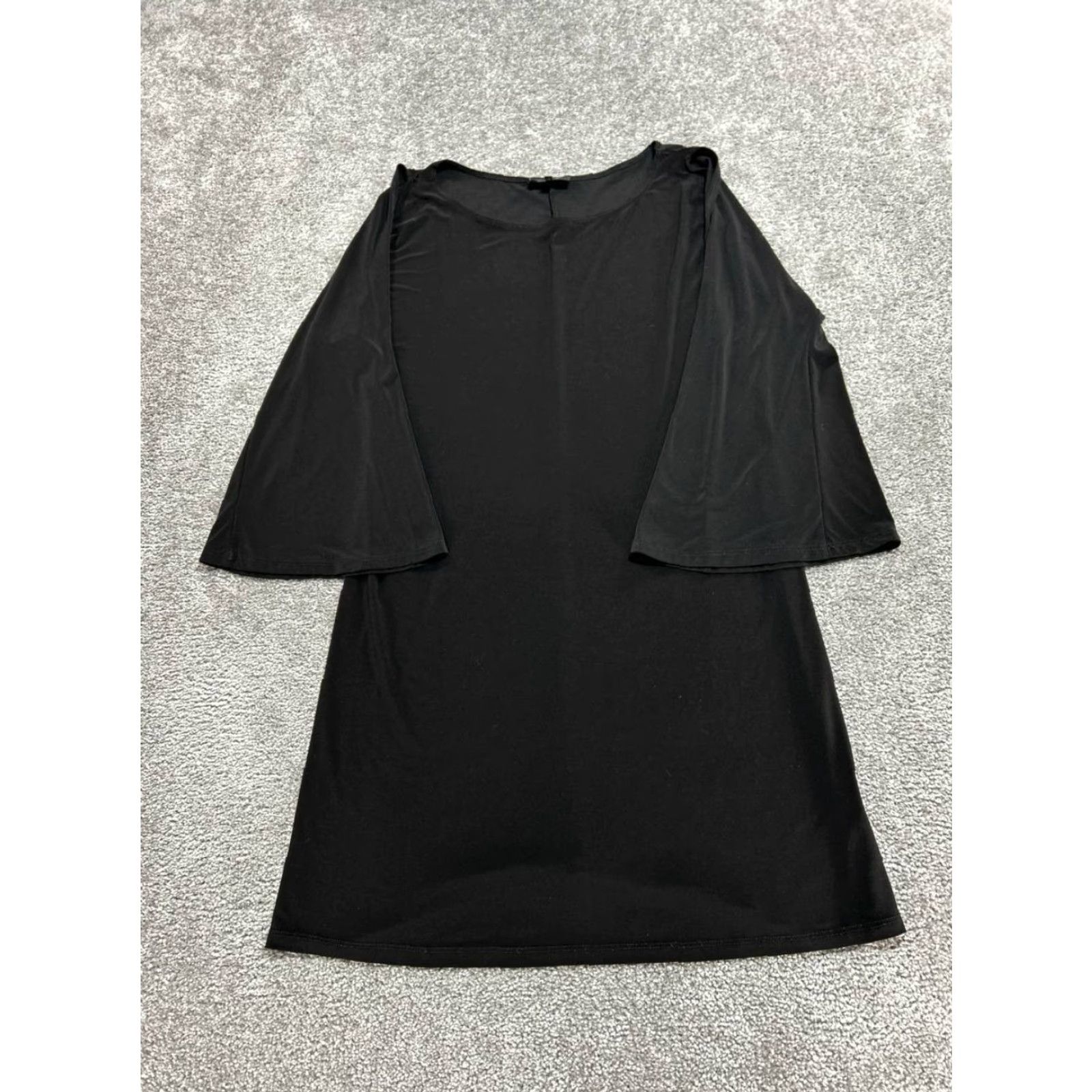 Theory Theory Dress Womens Medium Black A Line Stretch Round Neck Flared Sleeve Summer Size M / US 6-8 / IT 42-44 - 2 Thumbnail