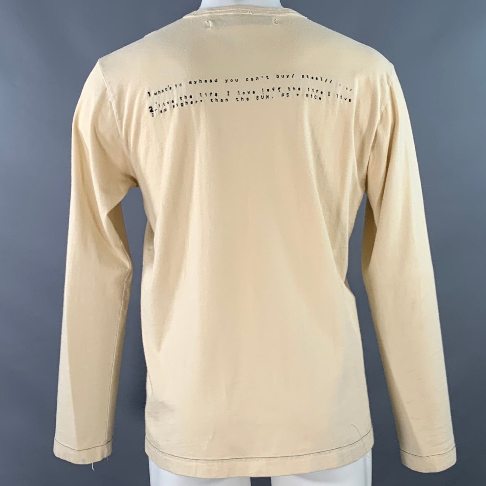 Nice Collective Size M Cream Black Jersey Distressed Henley Pullover Size US M / EU 48-50 / 2 - 4 Thumbnail