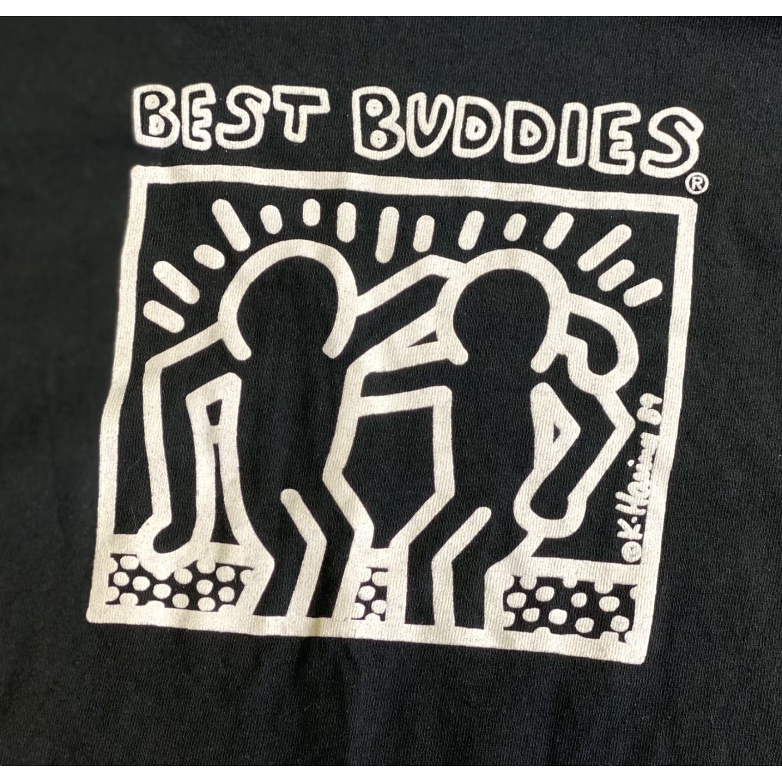 Gildan Keith Haring Best Buddies Art T-Shirt Long Sleeve Black Cotton L Mens Crew Neck Shirt Size US L / EU 52-54 / 3 - 4 Thumbnail