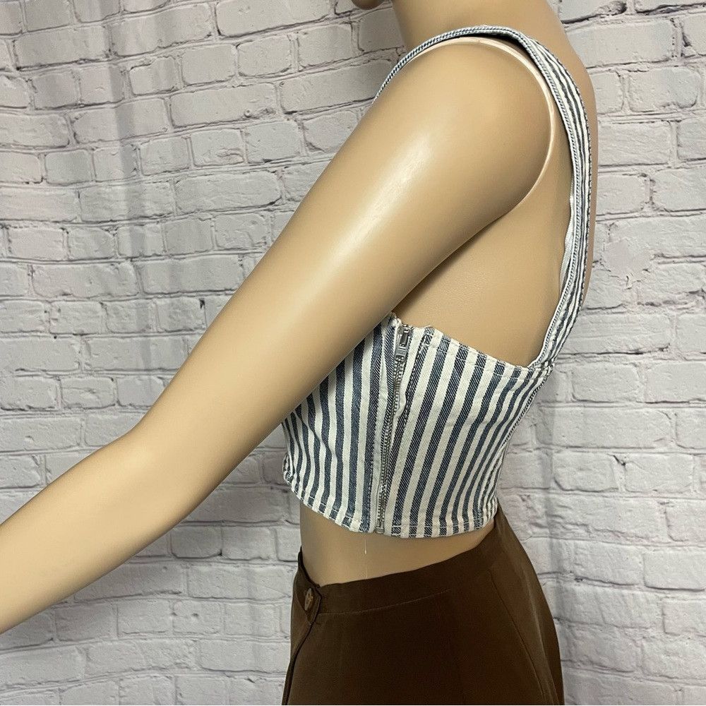 Zara NWT New Zara Striped Denim Crop Top Size S Size S / US 4 / IT 40 - 3 Thumbnail