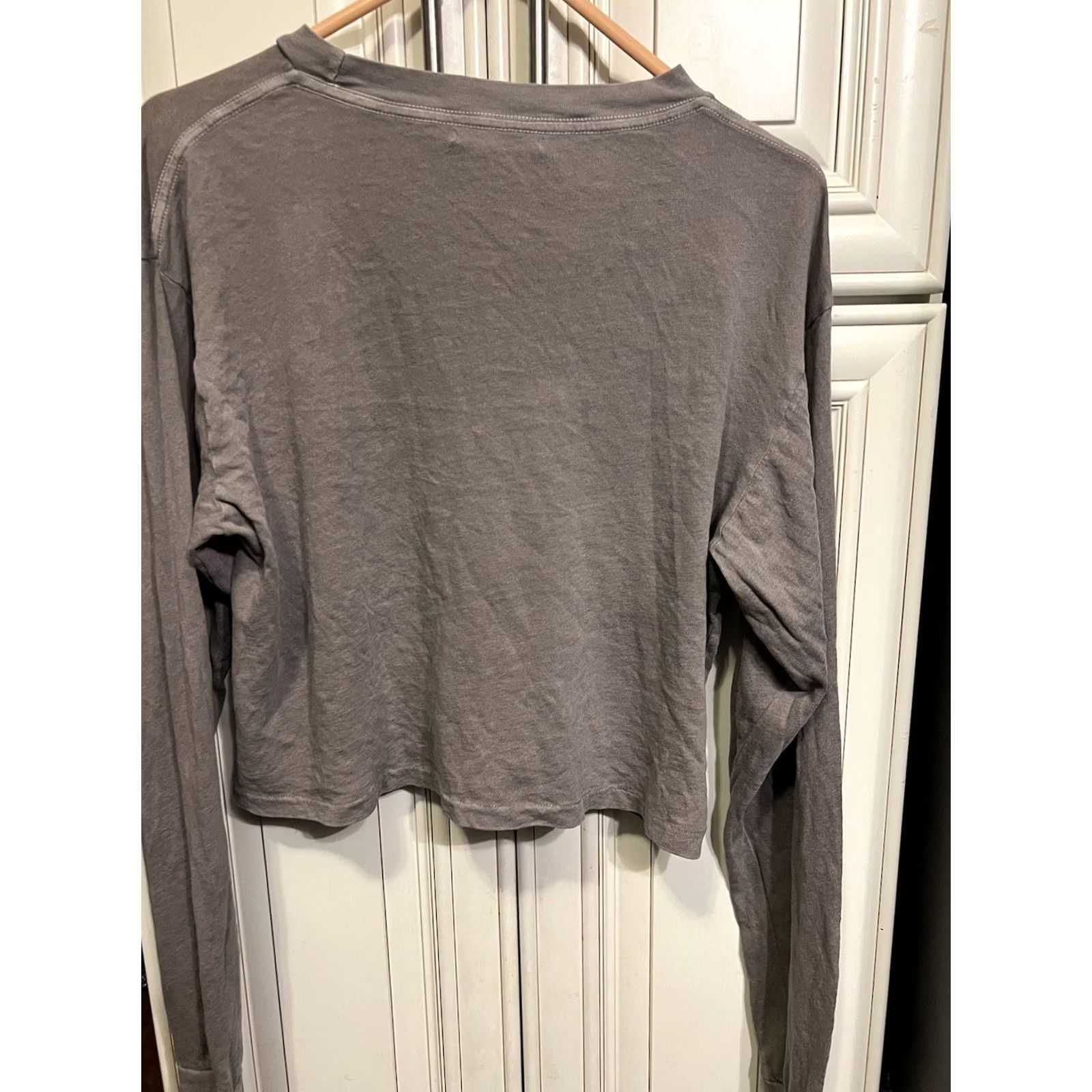 John Elliott Jersey Long Sleeve Cropped Tee Oak L JOHN ELLIOTT Womens Size L / US 10 / IT 46 - 3 Thumbnail