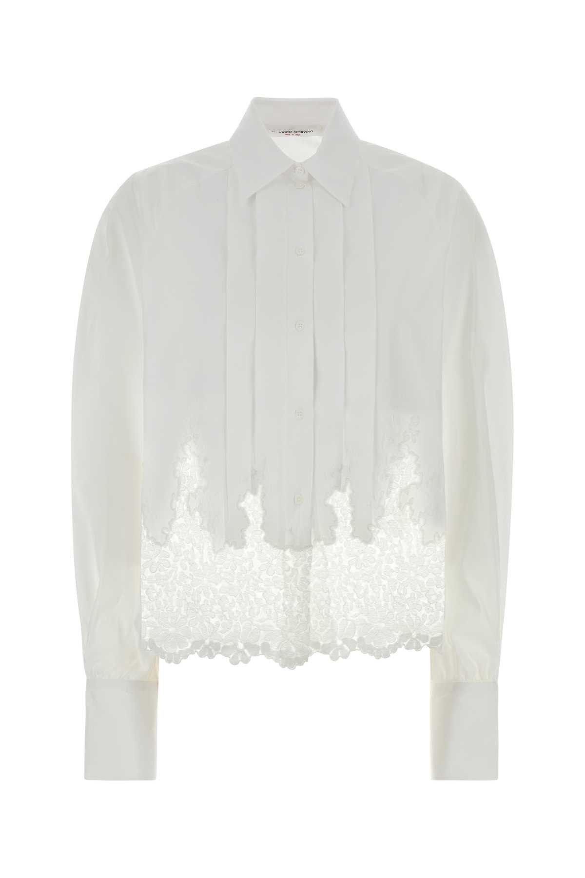 Ermanno Scervino White Poplin Shirt Size S / US 4 / IT 40 - 1 Thumbnail