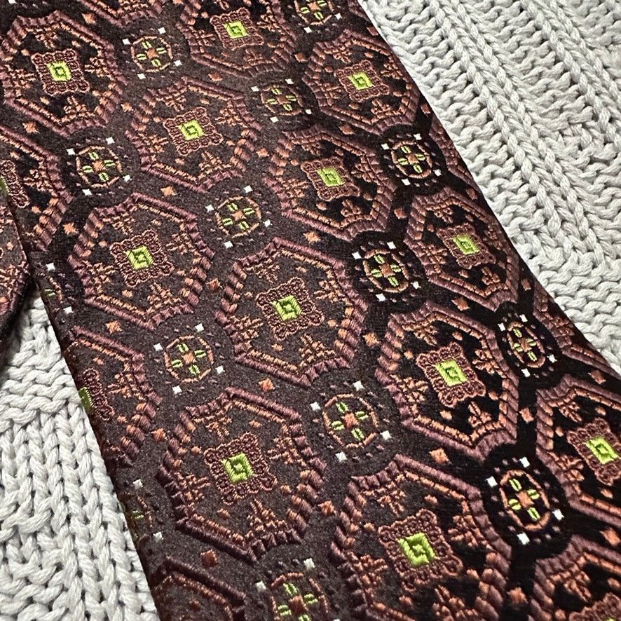 Paul Fredrick Paul Fredrick brown geometric print silk tie Size ONE SIZE - 2 Thumbnail