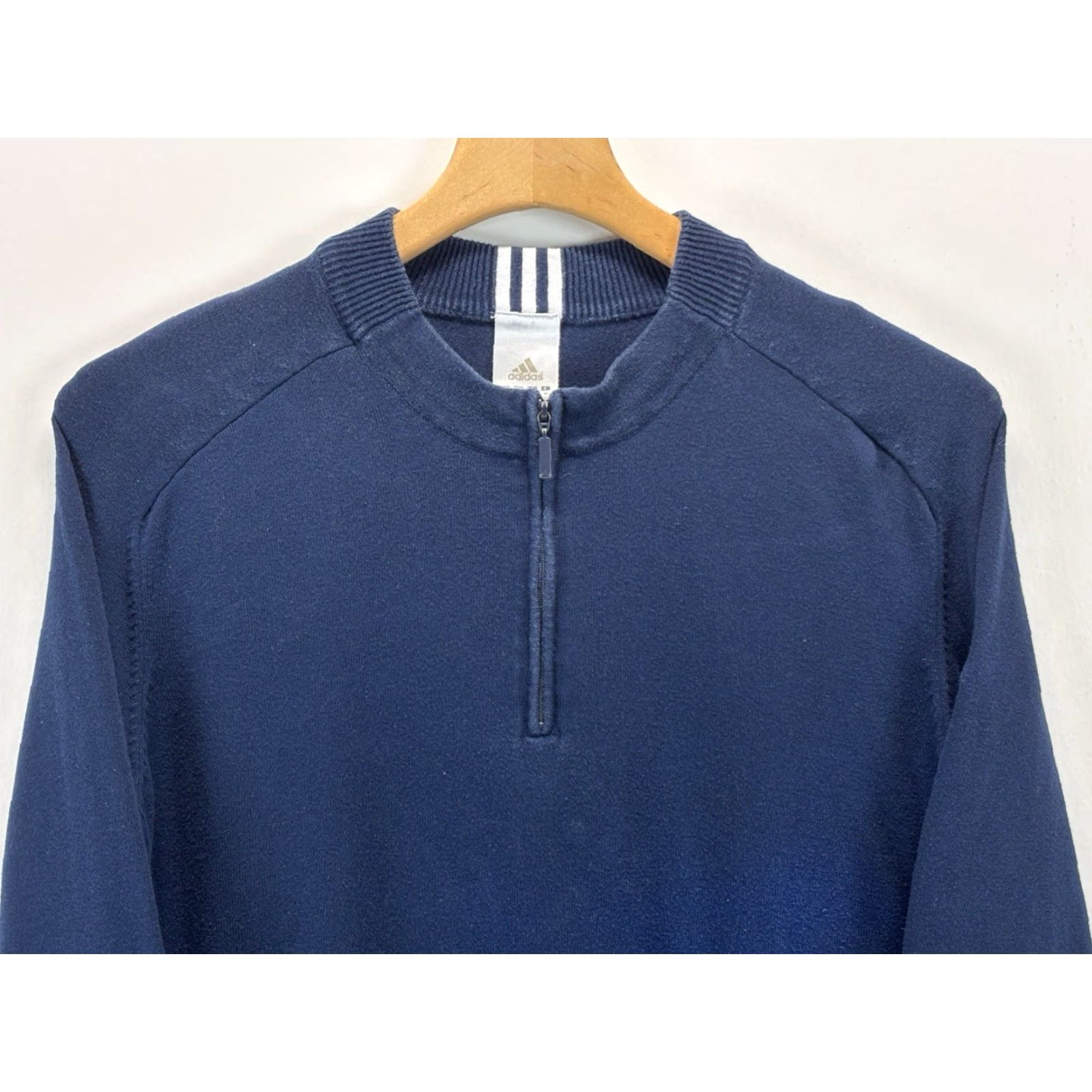 Adidas VINTAGE Adidas 1/4 Zip Sweater Men XL Navy 3-Stripe Knit Pullover Mock Neck Long Sleeve Cardigan Casual Winter Size US XL / EU 56 / 4 - 2 Thumbnail