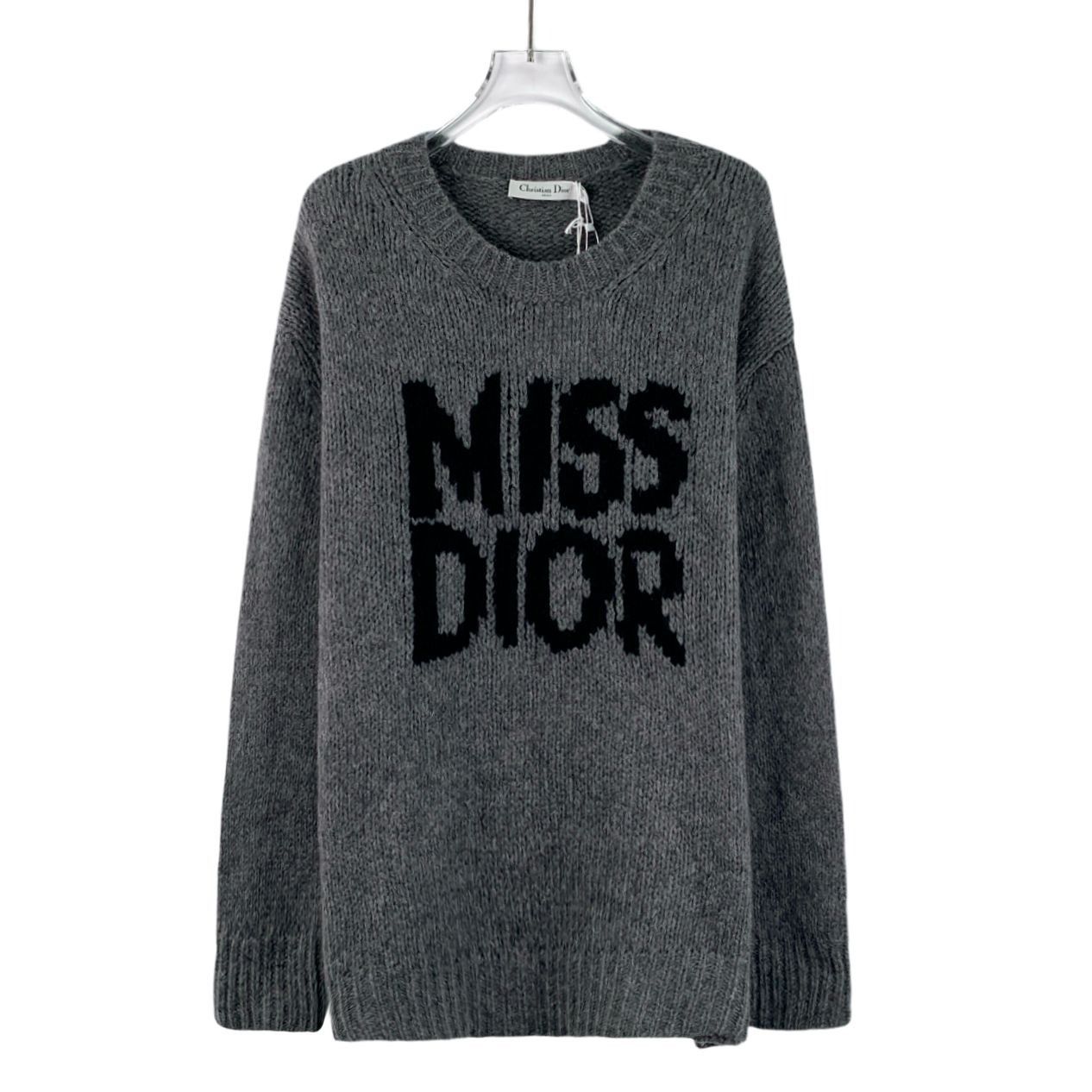 Christian Dior Miss Dior Grey Cashmere Silk Knit Sweater Rou