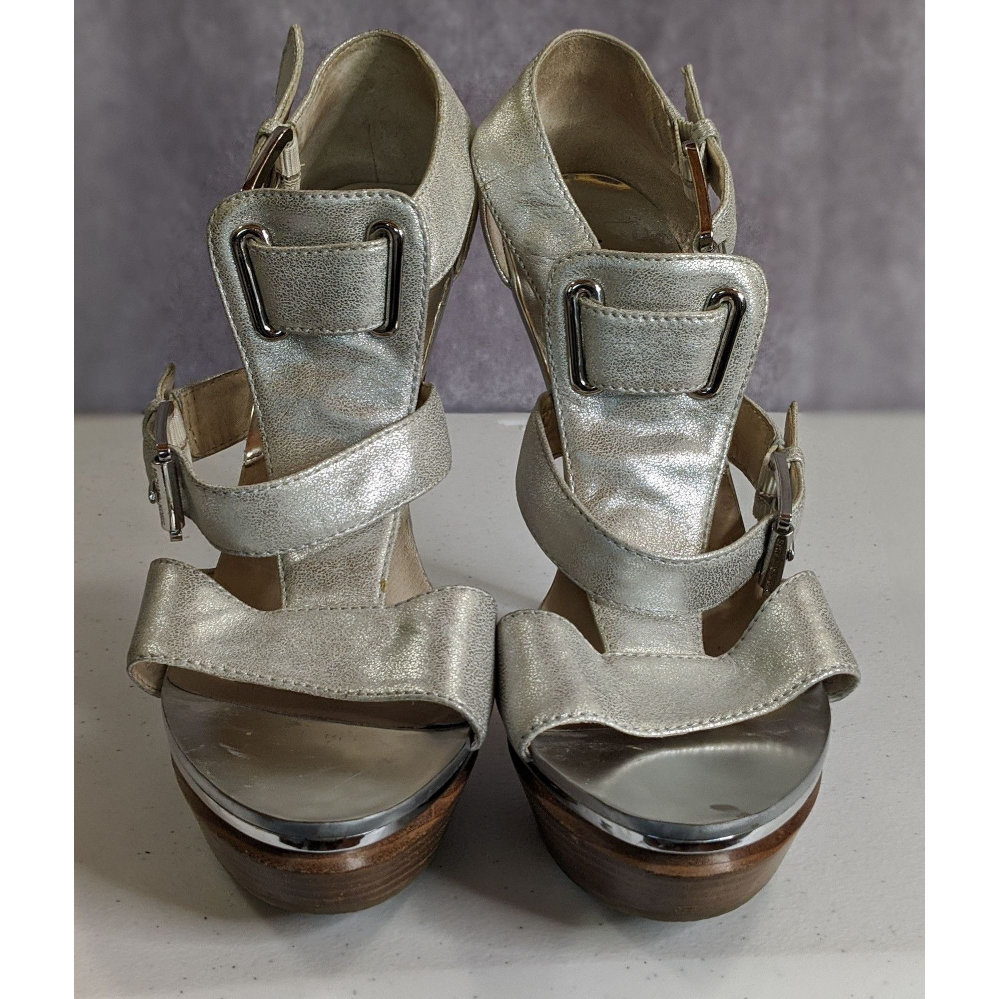 Michael Kors Michael Michael Kors Metallic Silver High Heel Sandals 9.5M Size US 9.5 / IT 39.5 - 2 Thumbnail