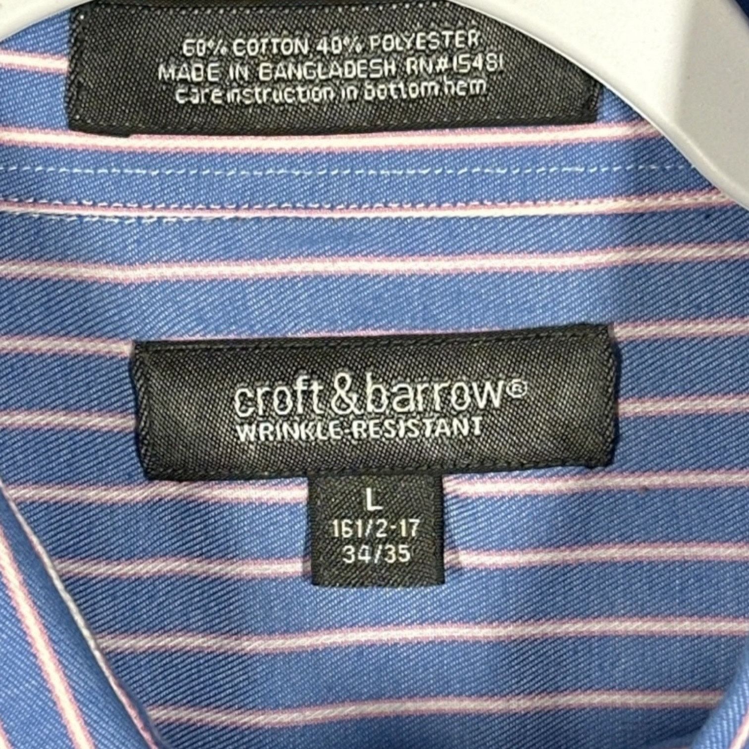 Croft & Barrow Croft & Barrow Blue Dress Shirt Mens L Button Down Size US L / EU 52-54 / 3 - 3 Thumbnail
