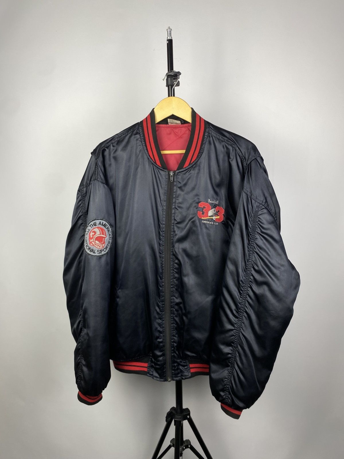 Vintage Vintage 90s USA JERSEY BIG LOGO BOMBER JACKET Size US XL / EU 56 / 4 - 2 Thumbnail