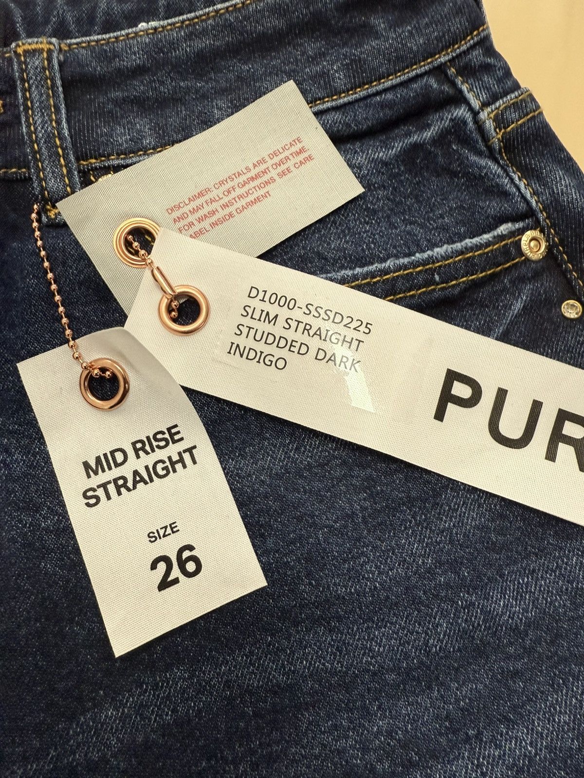Other Purple Brand Slim Studded Indigo Jeans Size 26" / US 2 / IT 38 - 3 Thumbnail