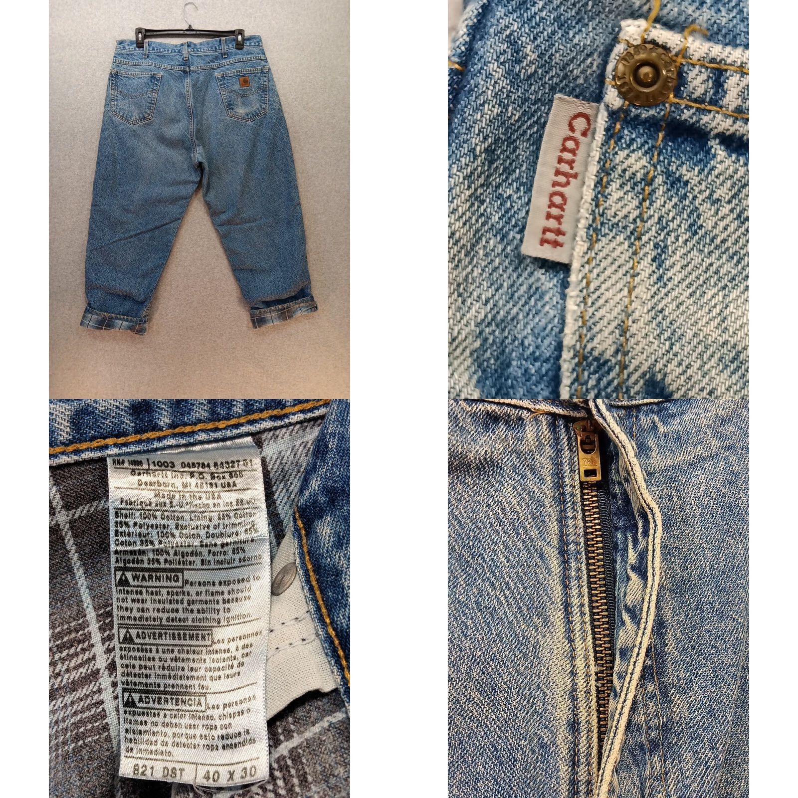 Carhartt VINTAGE Carhartt B21DST Jeans 40X30 Blue Denim Flannel Lined Medium Wash Mens Size US 40 / EU 56 - 8 Thumbnail