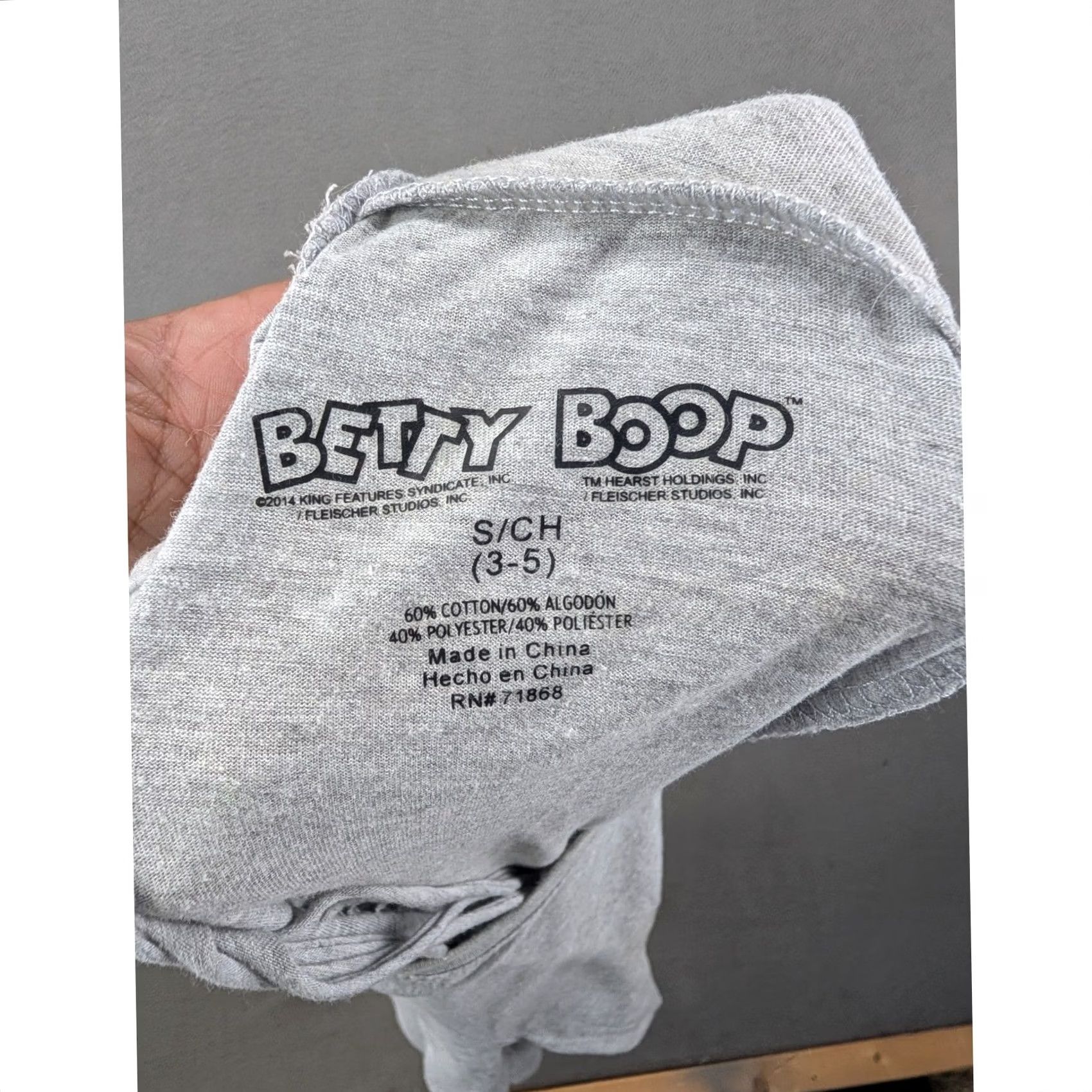 Vintage Betty Boop Gray Graphic T-Shirt S/CH Short Sleeve Cutout Back Casual Top Size XS / US 0-2 / IT 36-38 - 6 Thumbnail