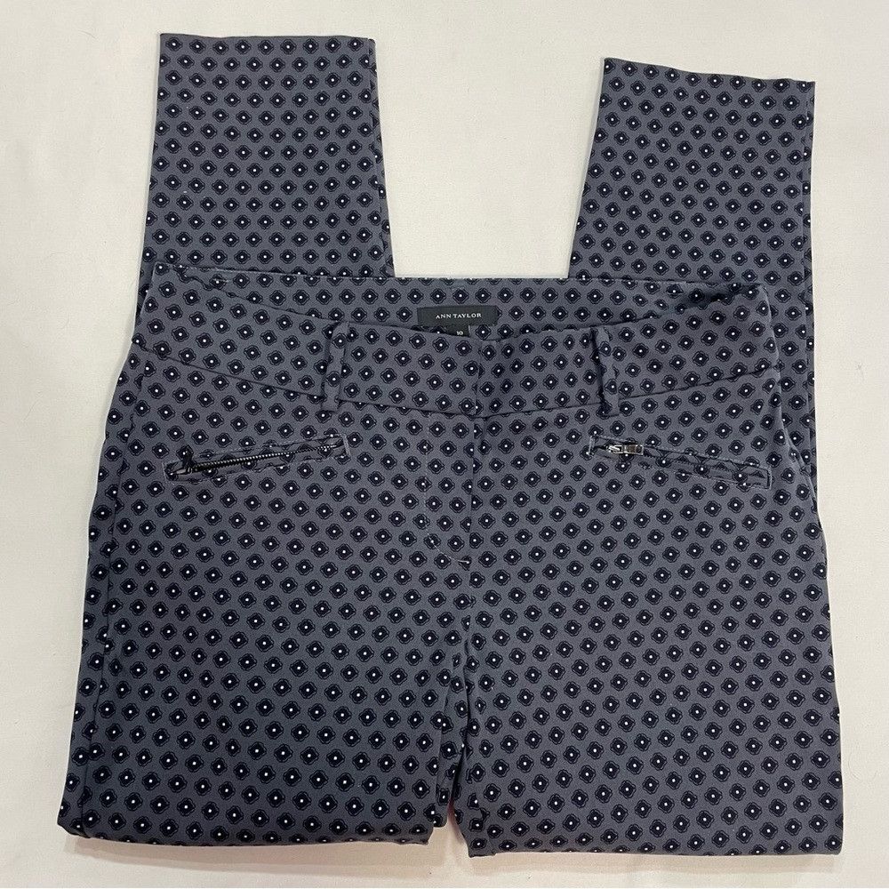 Ann Taylor Ann Taylor Grey Black Diamond Print Cotton Blend Pants Size Size 32" / US 10 / IT 46 - 2 Thumbnail