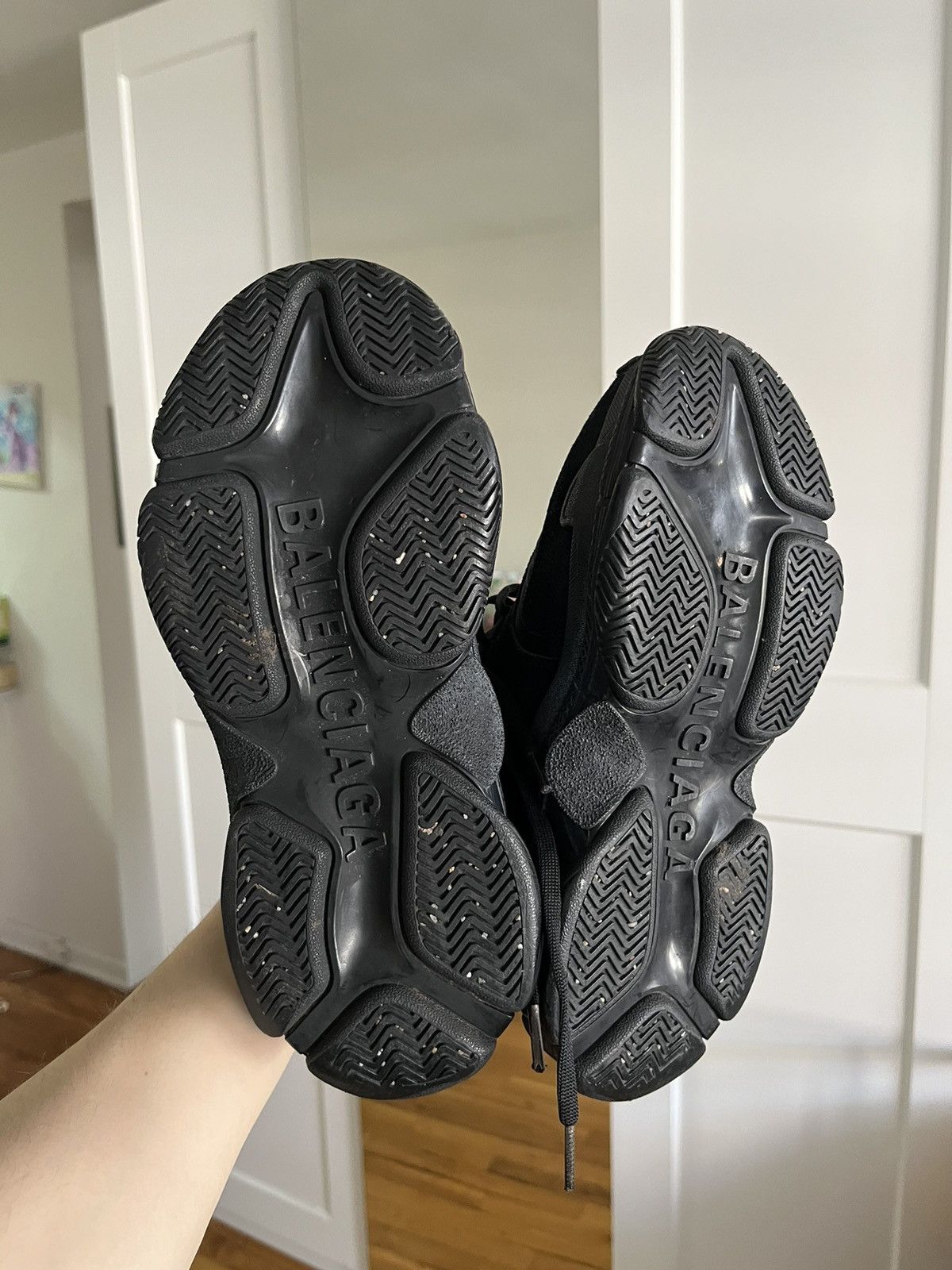 Balenciaga BALENCIAGA Triple S Black Suede Nylon Speed Flat Trainers Size US 5 / IT 35 - 3 Thumbnail