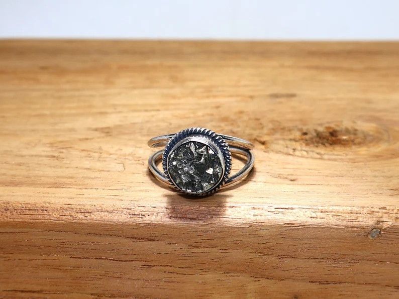 Handmade Handmade Pyrite Sterling Silver Ring: Designer Promise Ring Size ONE SIZE - 3 Thumbnail