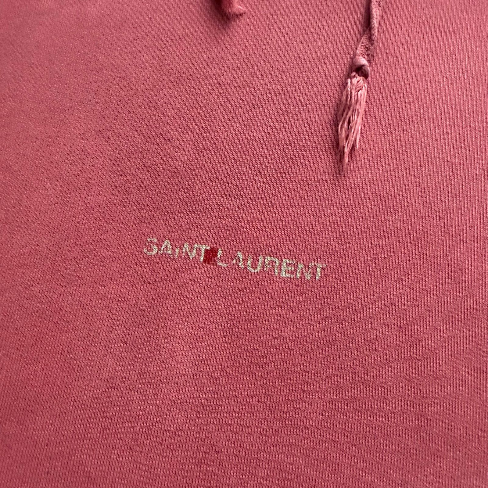 Saint Laurent Paris Yves Saint Laurent Distressed Logo Hoodie Red Size US XL / EU 56 / 4 - 2 Thumbnail