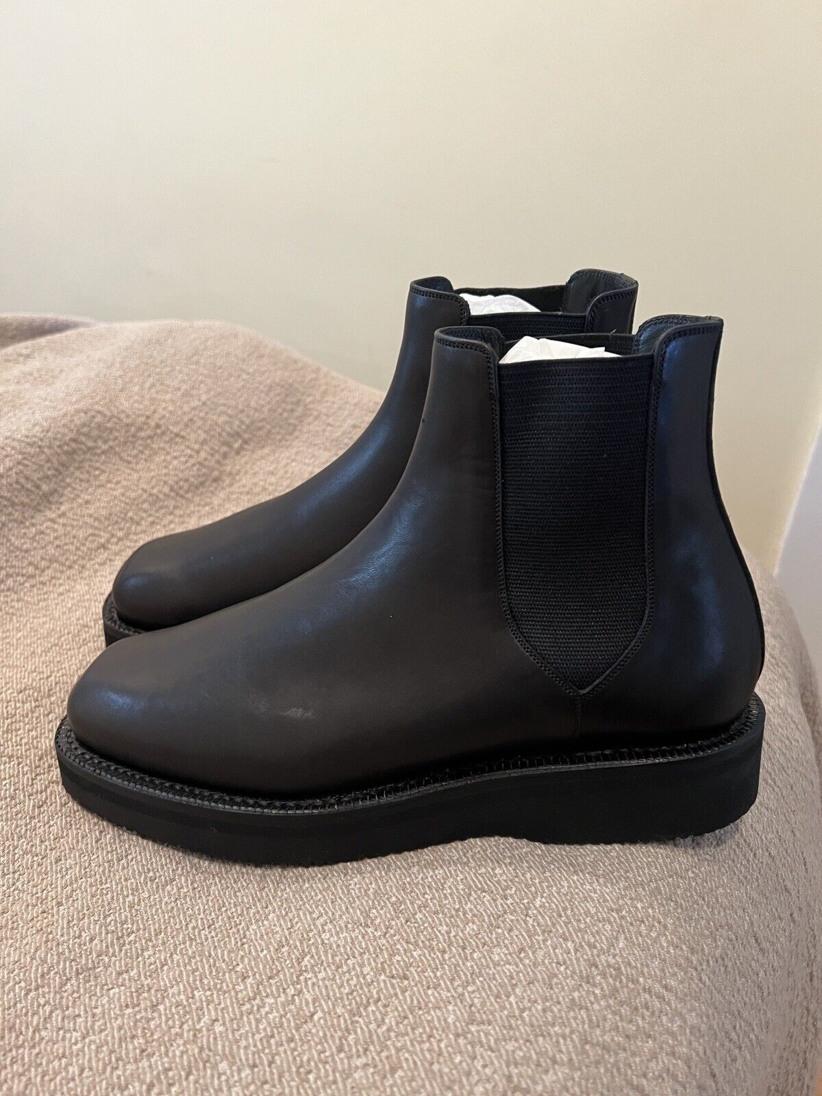 image of Auralee Leather Square Boots in Black, Men's (Size 8)