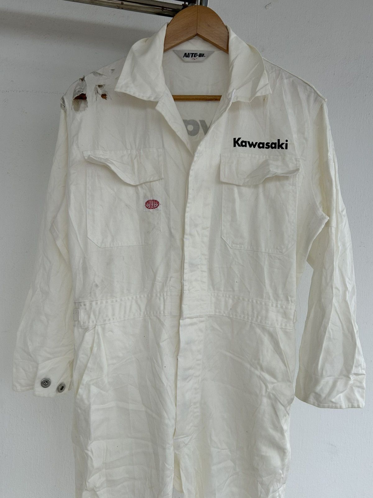 Japanese Brand Kawasaki Team Racing Japan Vintage White Coverall Size US 31 - 4 Thumbnail