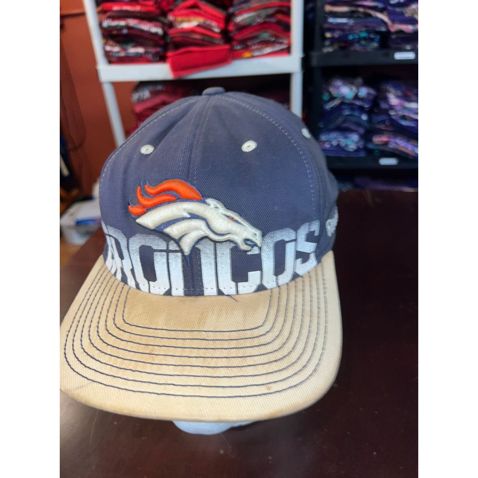 NFL Denver Broncos Hat NFL Reebok Blue Cap Headwear Worn Stained Size ONE SIZE - 3 Thumbnail