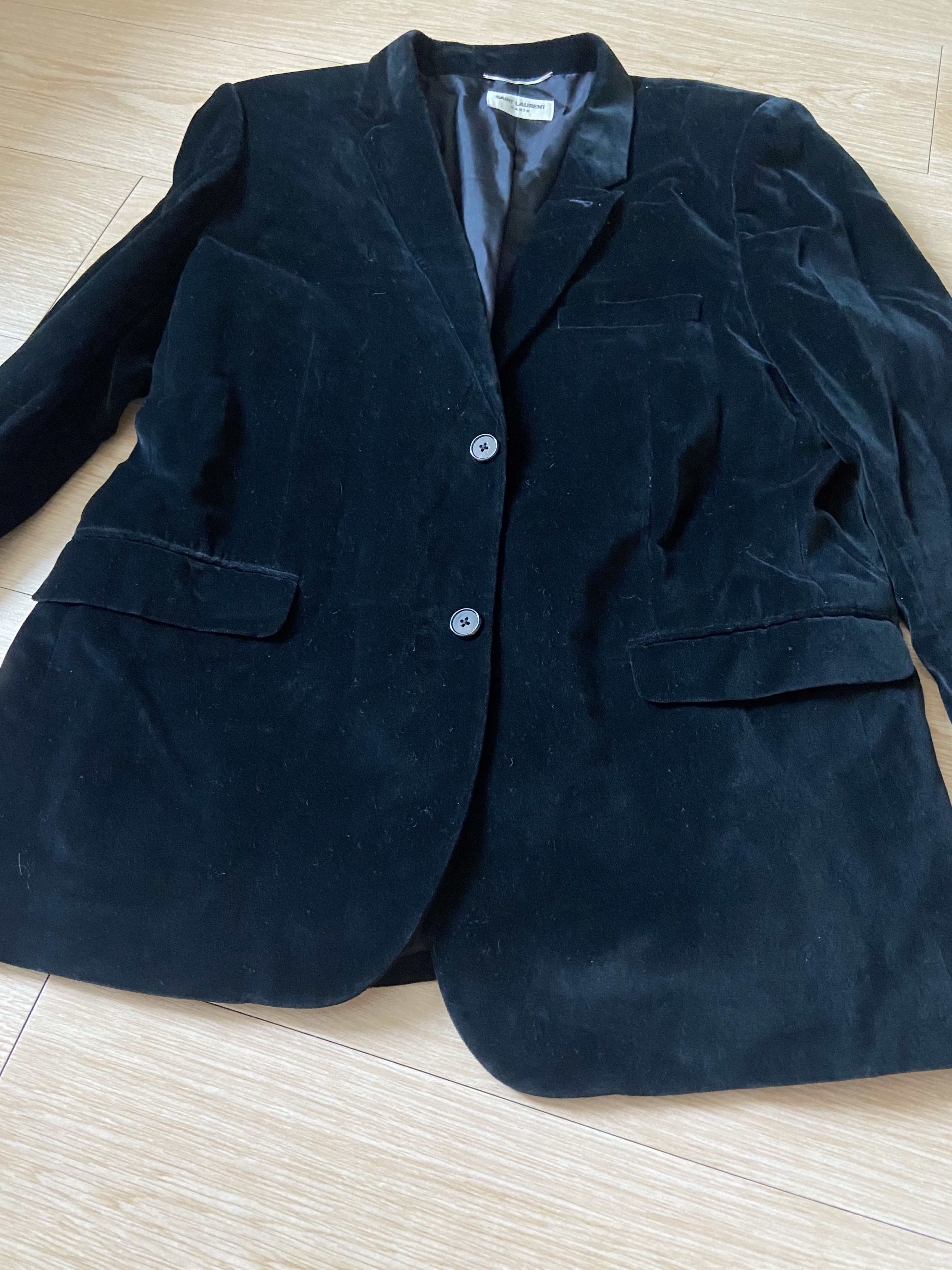 Hedi Slimane × Saint Laurent Paris 56 saint laurent ss15 Black Velvet blazer jacket suit Size 54L - 2 Thumbnail