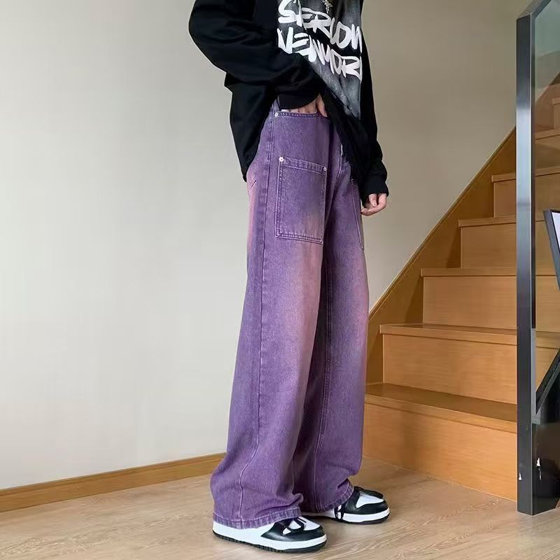 Japanese Brand × Jean Purple American street retro straight cargo jeans y2k Size US 32 / EU 48 - 3 Thumbnail