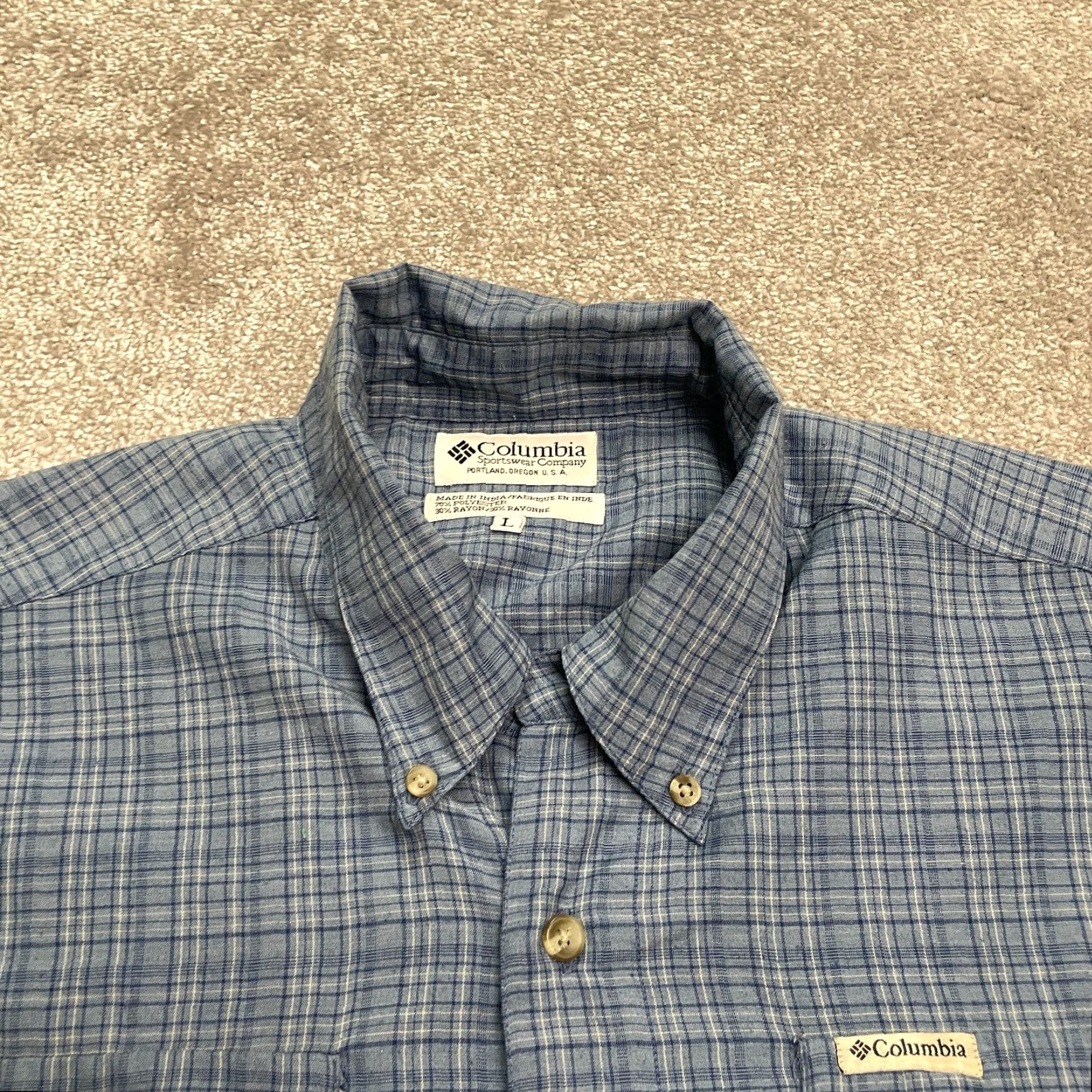 Vintage Columbia GRT Vintage 2001 Y2K Button-Down Shirt Mens Large Blue Plaid Casual Size US L / EU 52-54 / 3 - 3 Thumbnail