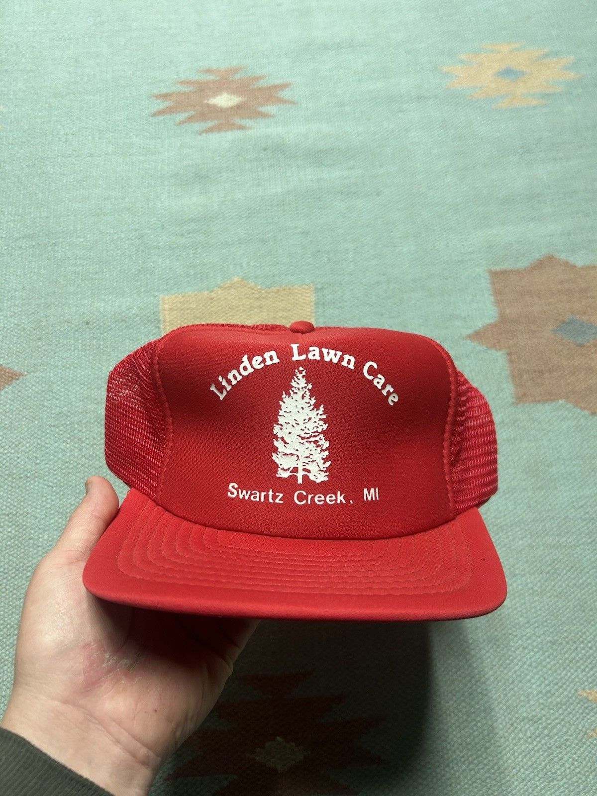 Vintage Vtg trucker hat linden lawn care Swartz creek Michigan tree Size ONE SIZE - 2 Thumbnail