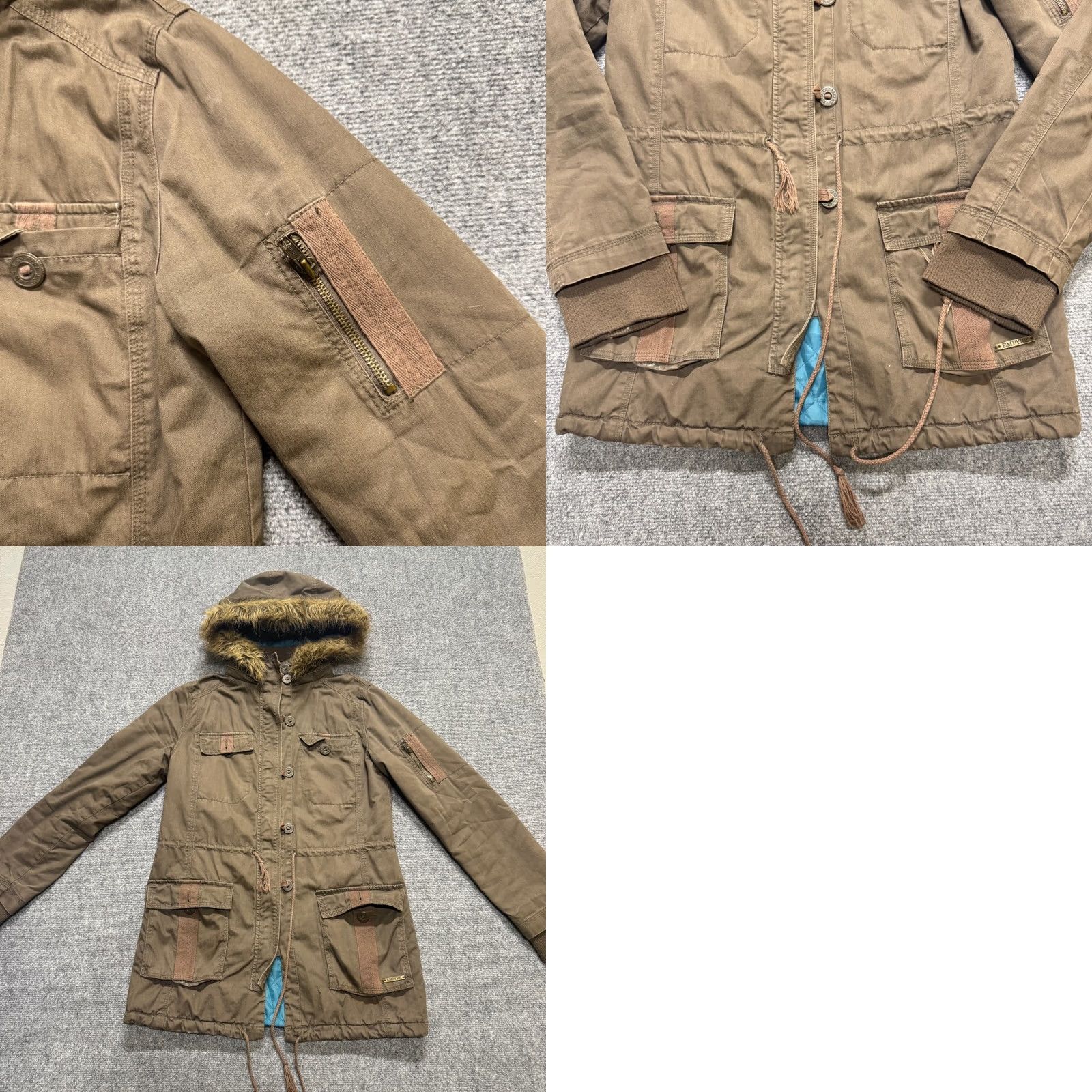 Empyre Empyre Jacket Women M Parka Quilted Lined Brown Multi-Pocket Y2K Size M / US 6-8 / IT 42-44 - 8 Thumbnail