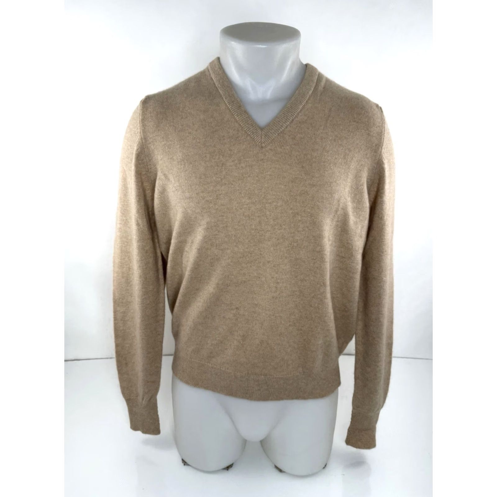 Vintage St. Michael - Cashmere Vintage Sweater M V-Neck Pullover Mens 46 48 Light Brown Tan Wool Knitted Pullover Cashmere 90s J16 Size US M / EU 48-50 / 2 - 2 Thumbnail