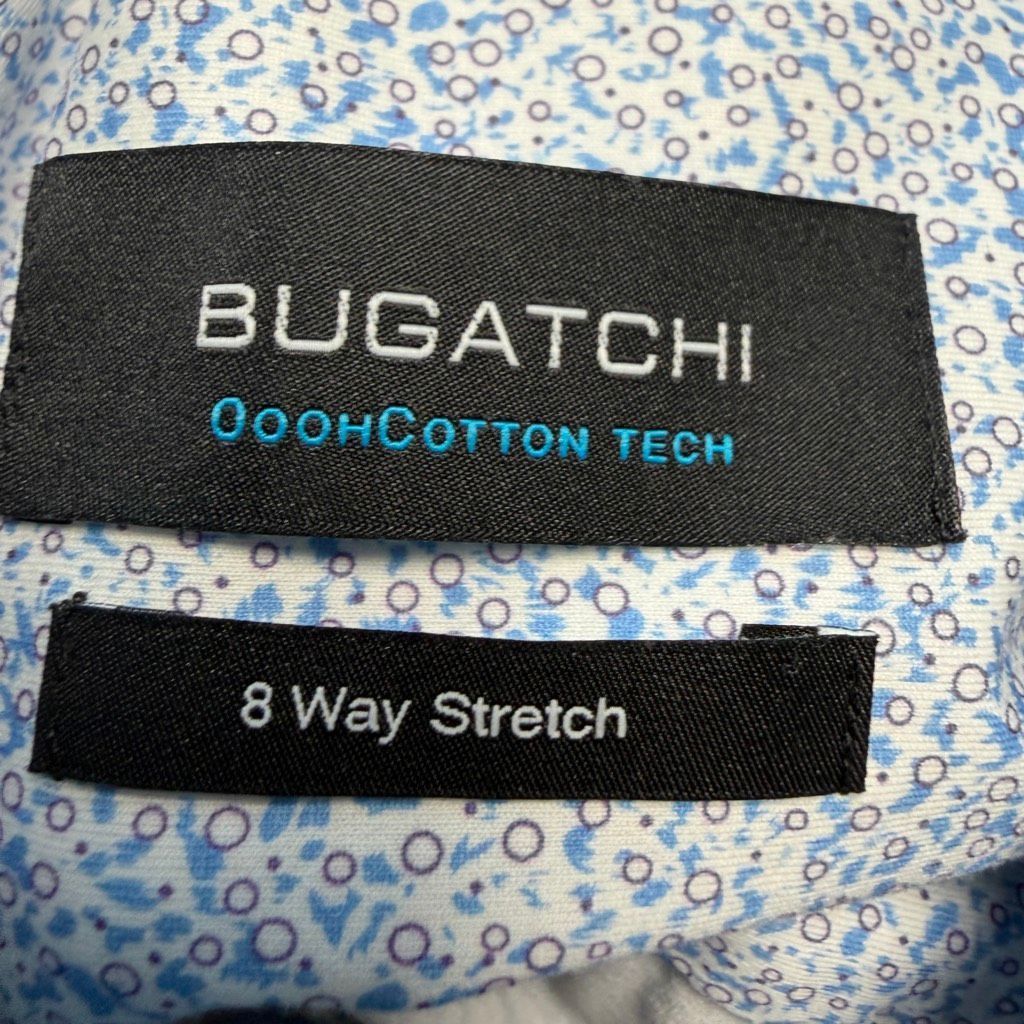 BUGATCHI Bugatchi OoohCotton Tech 8-Way Stretch Blue Micro Print Shir Size US M / EU 48-50 / 2 - 3 Thumbnail