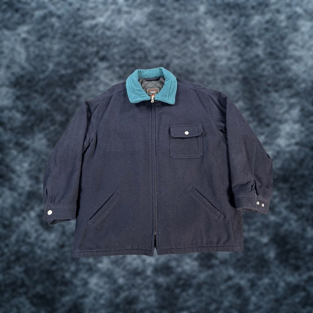 American Eagle Outfitters VINTAGE American Eagle Jacket Men XL Wool Blue 90s Full Zip Corduroy Chore Collar Overcoat Size US XL / EU 56 / 4 - 1 Thumbnail