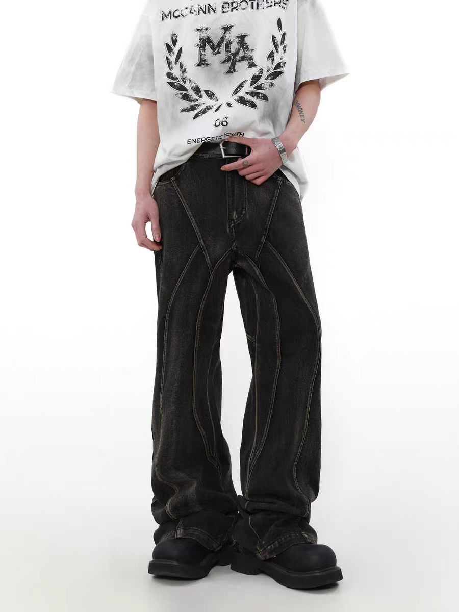Japanese Brand × Jean Vintage Washed Spliced Micro Loose Jeans Size US 34 / EU 50 - 1 Thumbnail