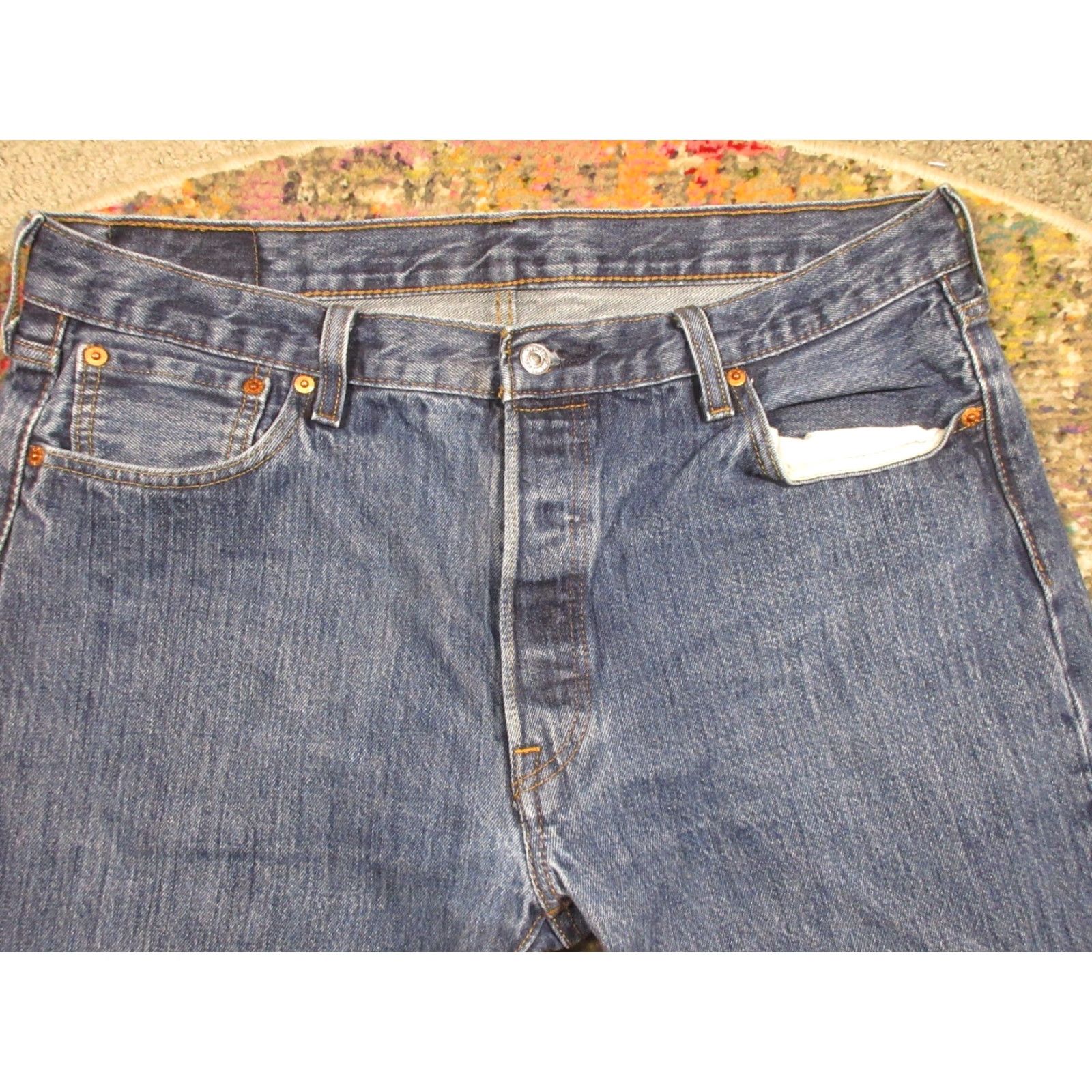 Levi's VINTAGE Levis 501 Jeans 36x32 Original Fit Denim Pants Mens Blue Button Fly 5-Pocket Classic Straight Size US 36 / EU 52 - 3 Thumbnail