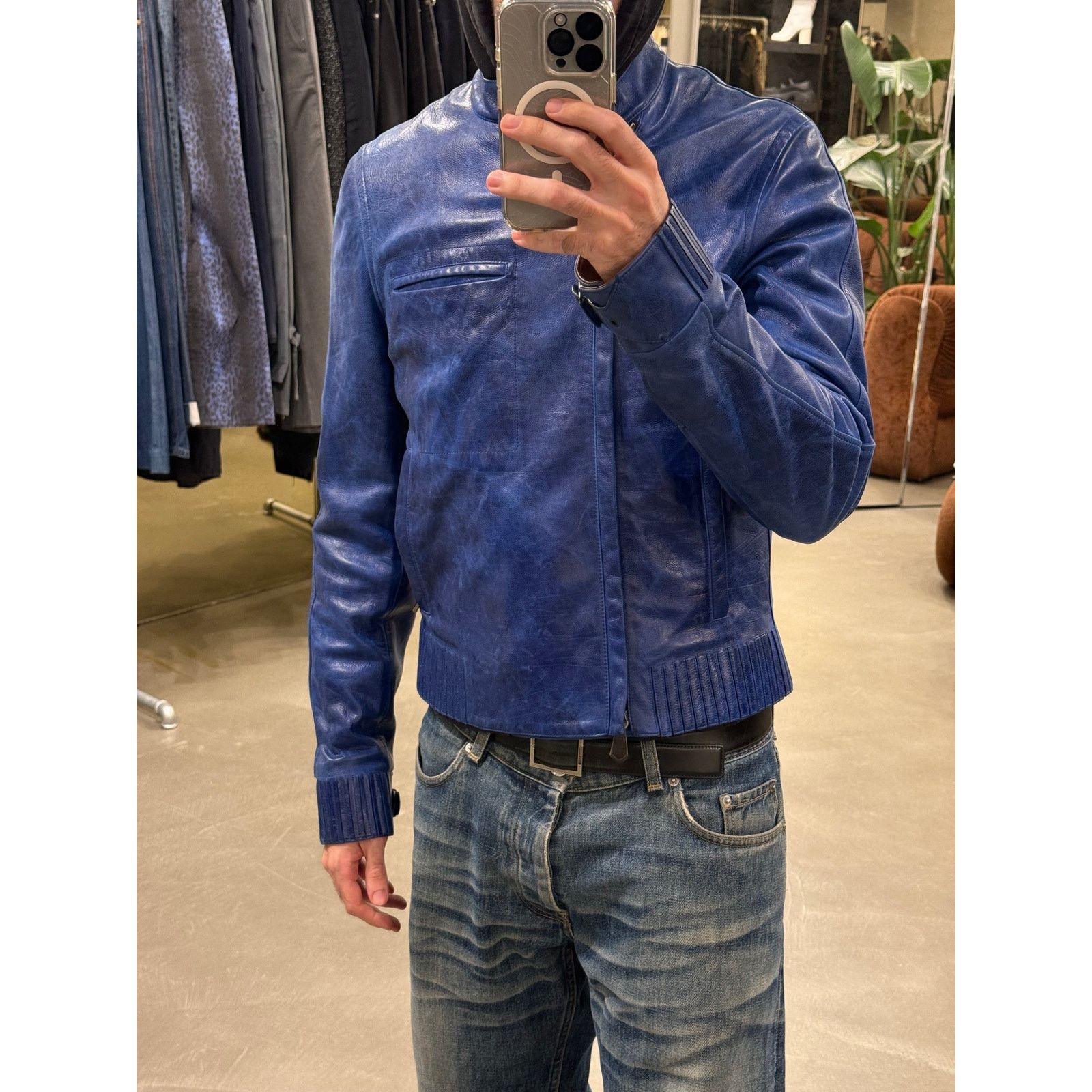 Berluti 2010s Berluti distressed blue biker nabuck leather jacket Size US M / EU 48-50 / 2 - 2 Thumbnail